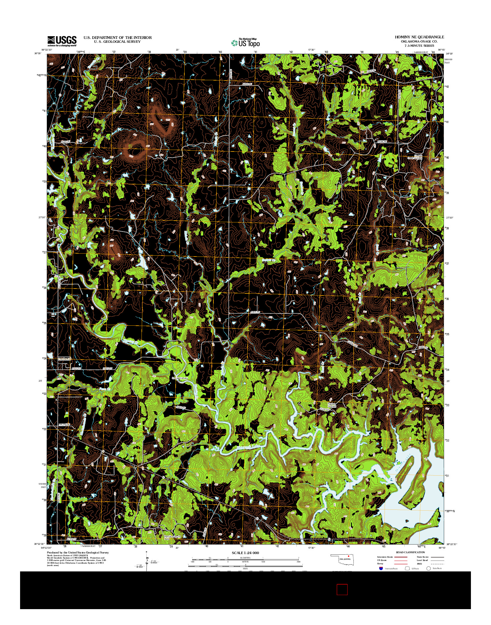 USGS US TOPO 7.5-MINUTE MAP FOR HOMINY NE, OK 2012