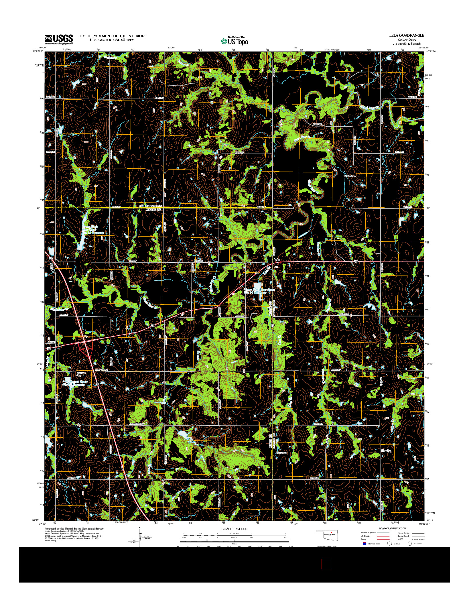 USGS US TOPO 7.5-MINUTE MAP FOR LELA, OK 2012