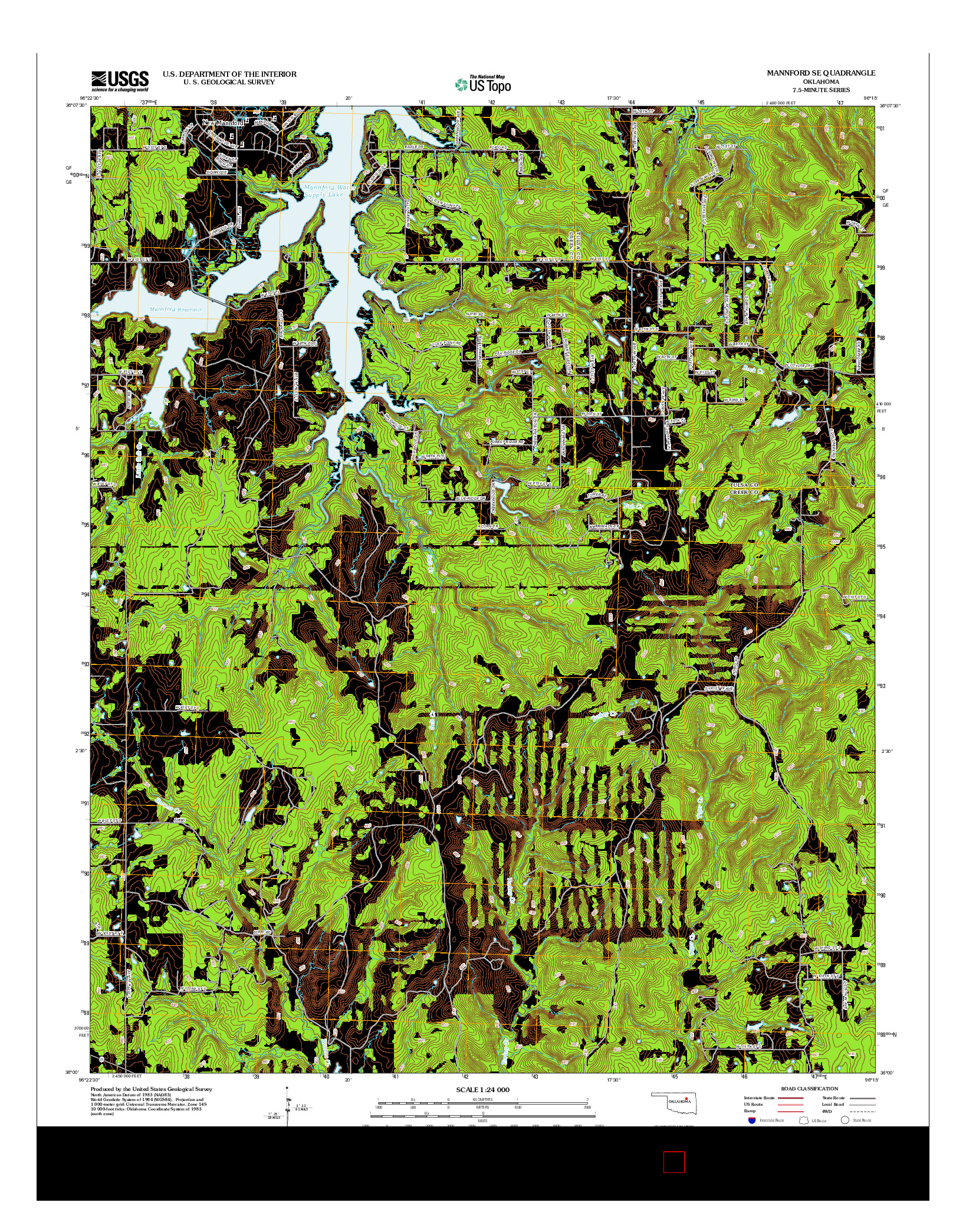 USGS US TOPO 7.5-MINUTE MAP FOR MANNFORD SE, OK 2012