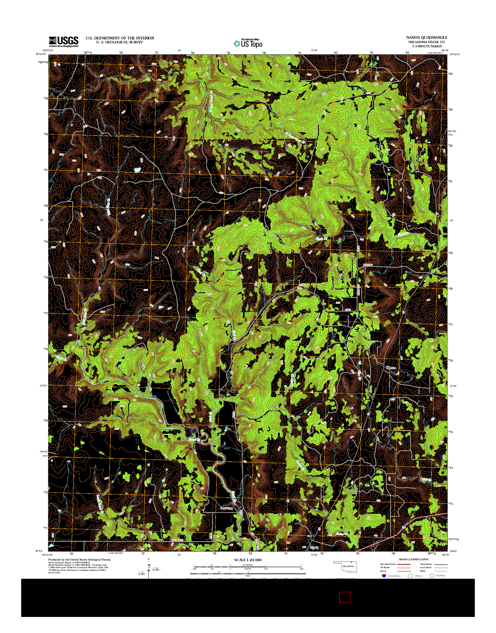 USGS US TOPO 7.5-MINUTE MAP FOR NANOS, OK 2012