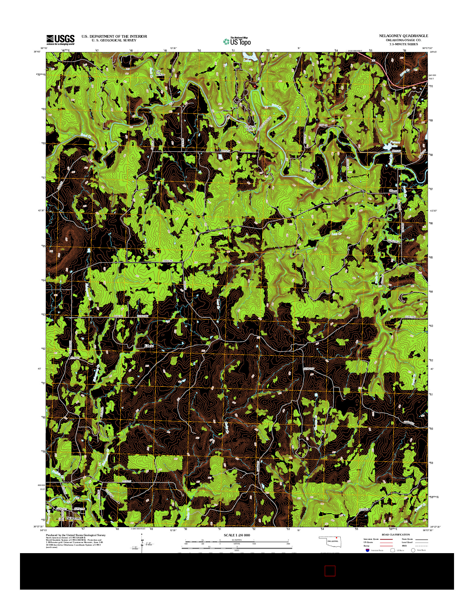 USGS US TOPO 7.5-MINUTE MAP FOR NELAGONEY, OK 2012