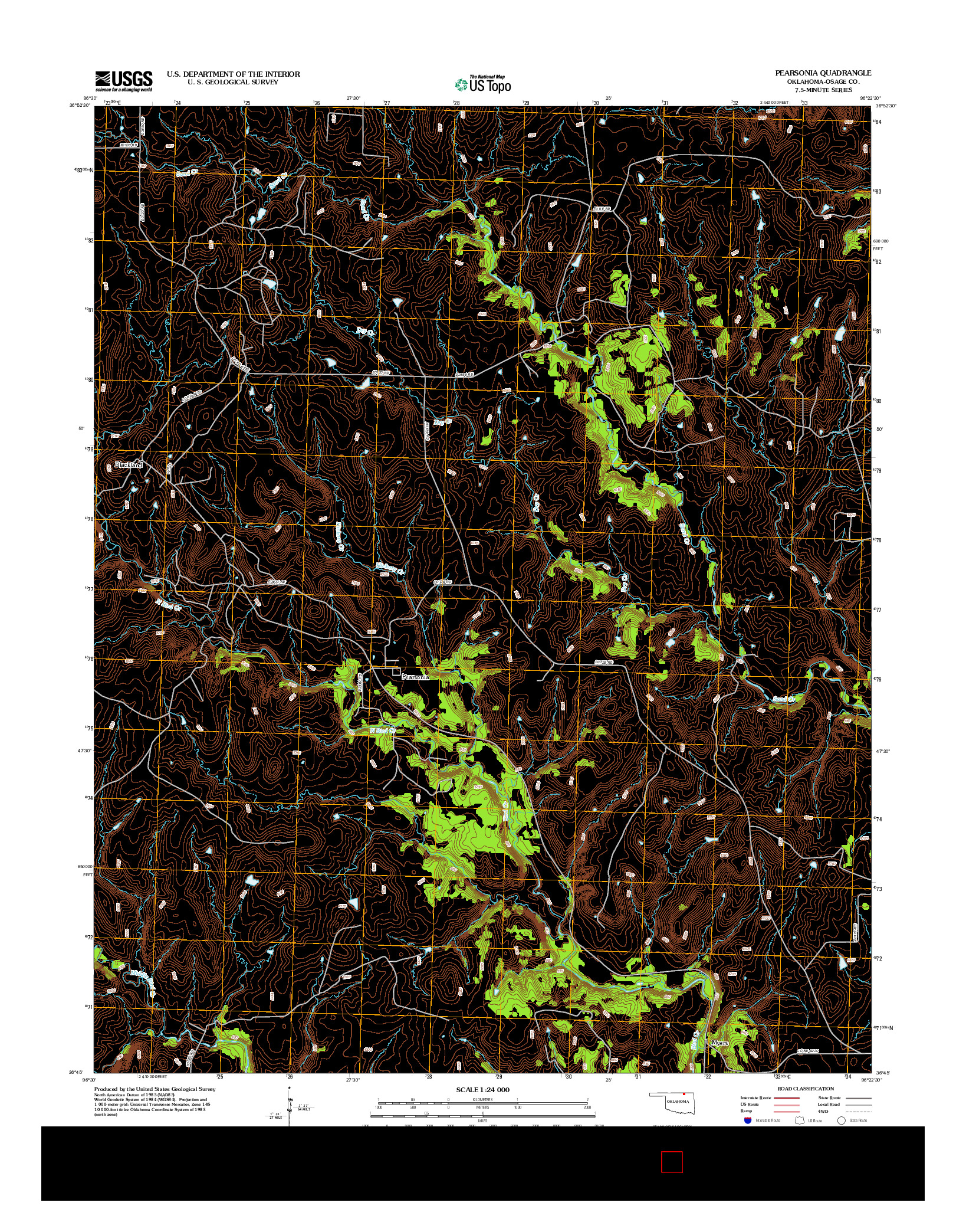 USGS US TOPO 7.5-MINUTE MAP FOR PEARSONIA, OK 2012