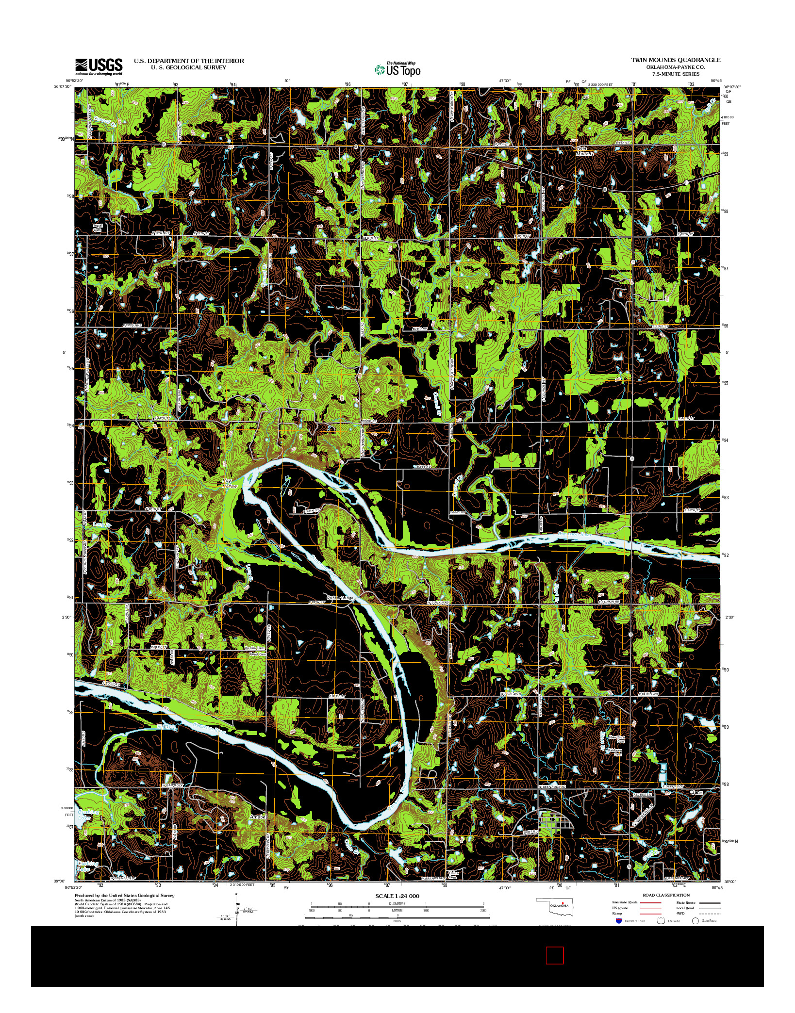 USGS US TOPO 7.5-MINUTE MAP FOR TWIN MOUNDS, OK 2012