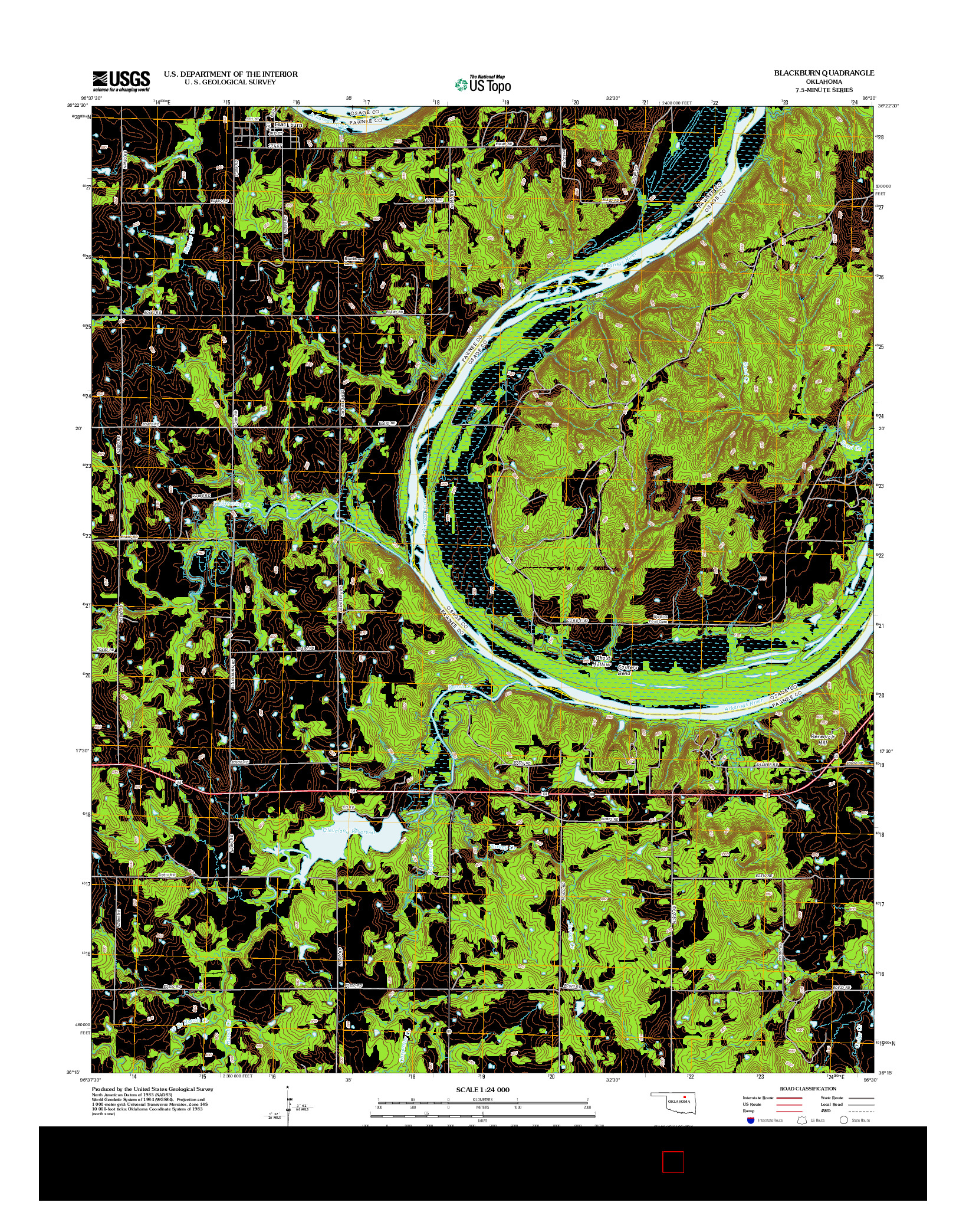 USGS US TOPO 7.5-MINUTE MAP FOR BLACKBURN, OK 2012
