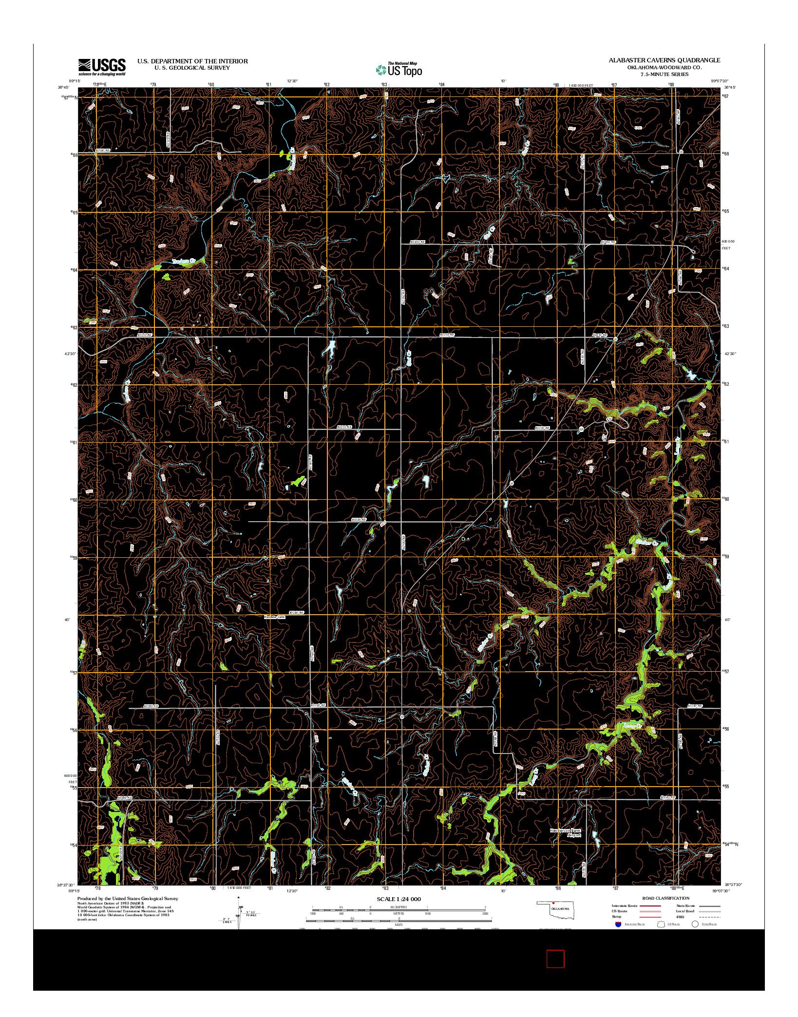 USGS US TOPO 7.5-MINUTE MAP FOR ALABASTER CAVERNS, OK 2012