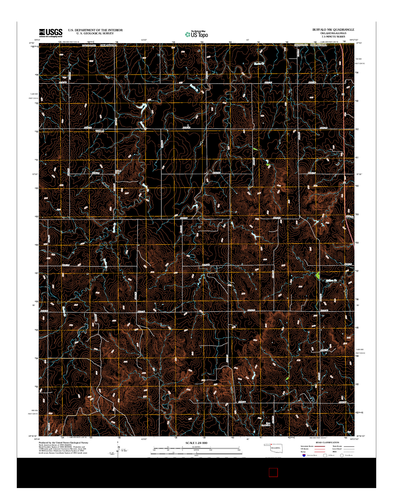 USGS US TOPO 7.5-MINUTE MAP FOR BUFFALO NW, OK-KS 2012