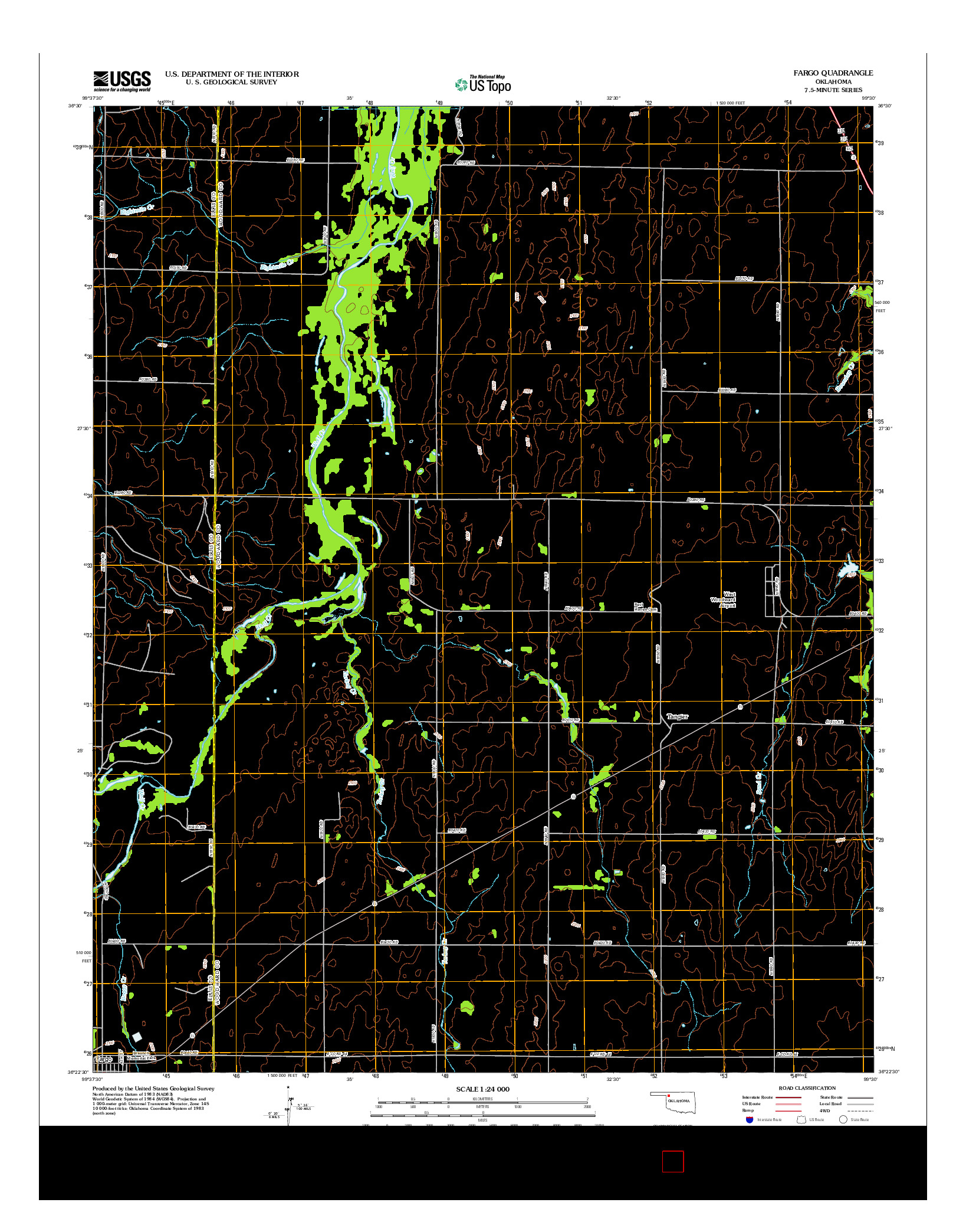 USGS US TOPO 7.5-MINUTE MAP FOR FARGO, OK 2012