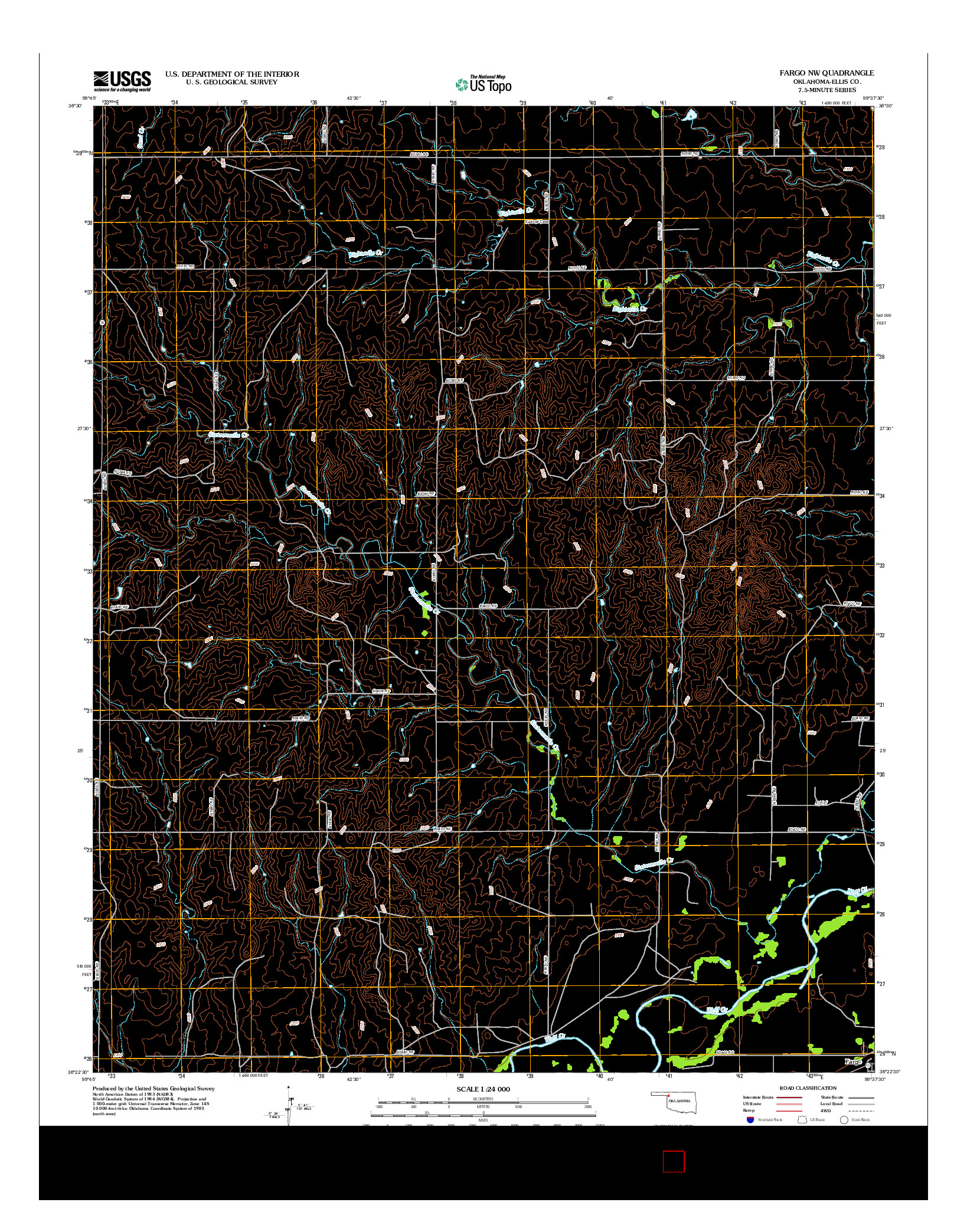 USGS US TOPO 7.5-MINUTE MAP FOR FARGO NW, OK 2012