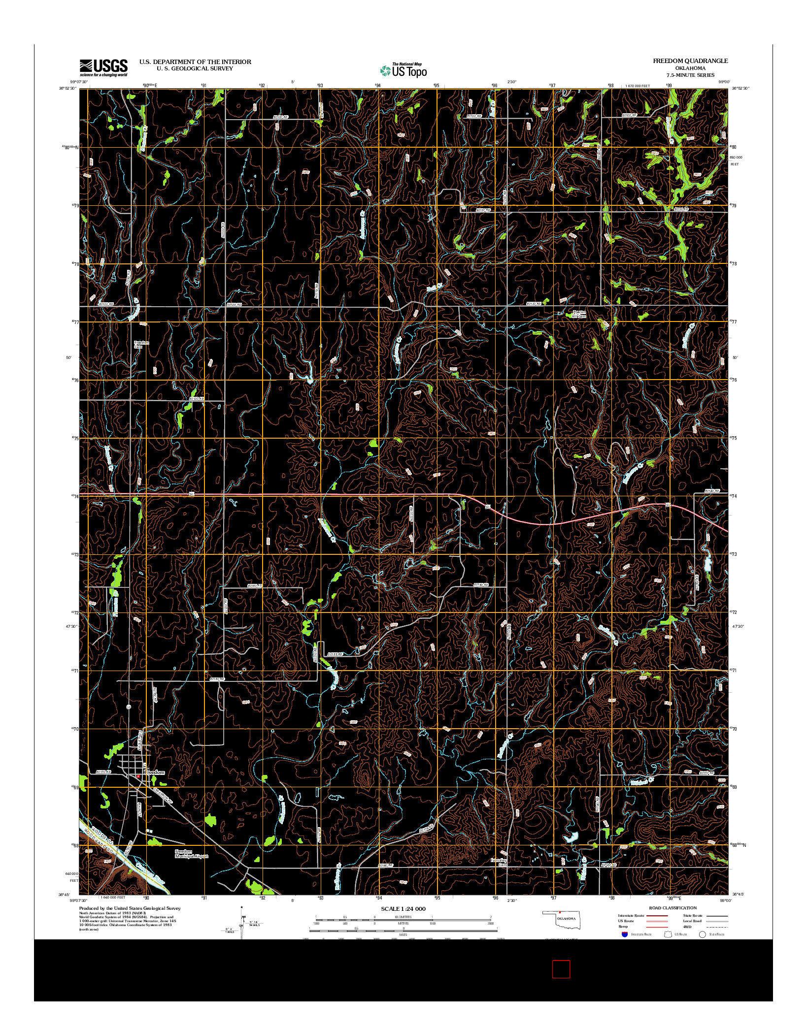 USGS US TOPO 7.5-MINUTE MAP FOR FREEDOM, OK 2012