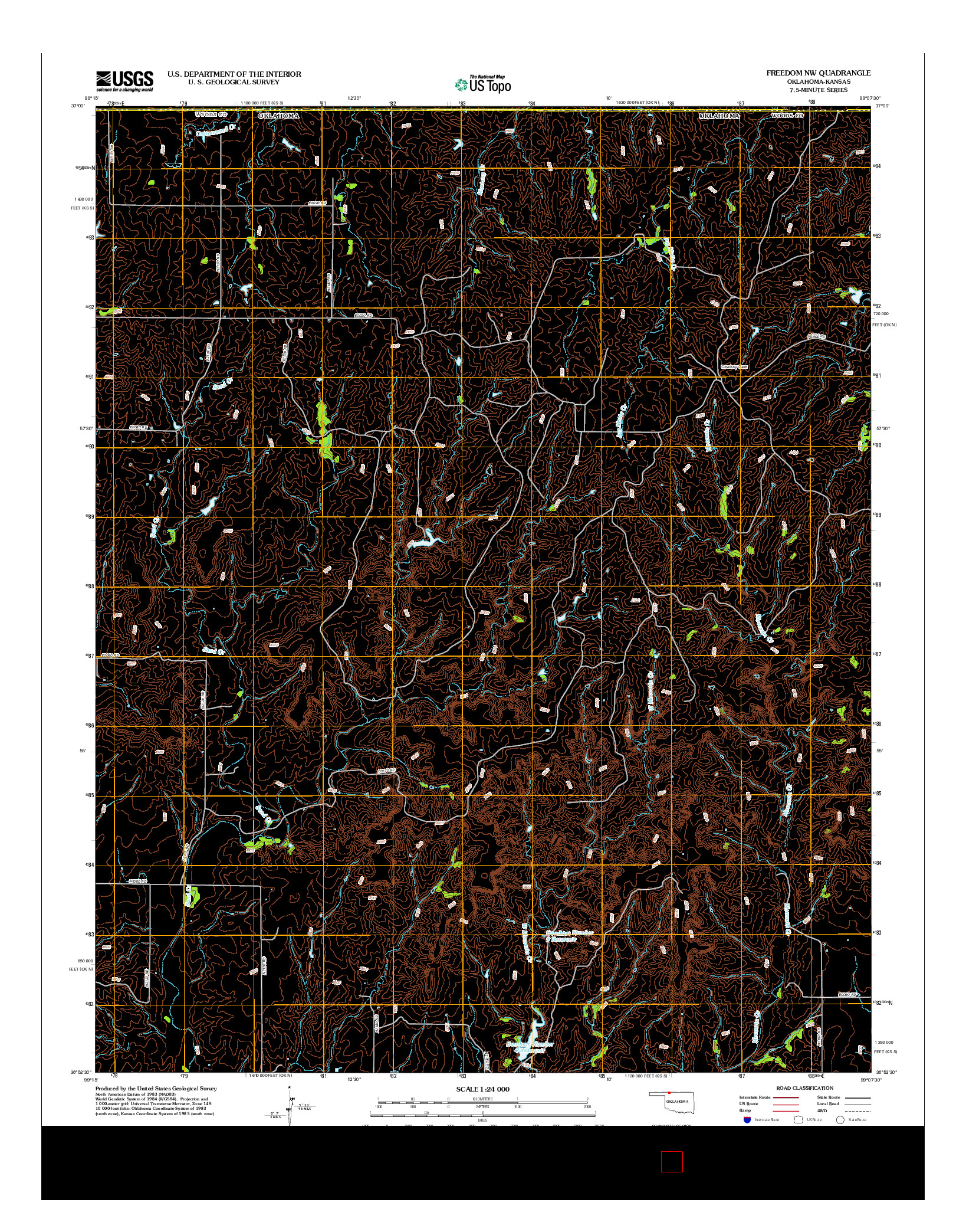 USGS US TOPO 7.5-MINUTE MAP FOR FREEDOM NW, OK-KS 2012