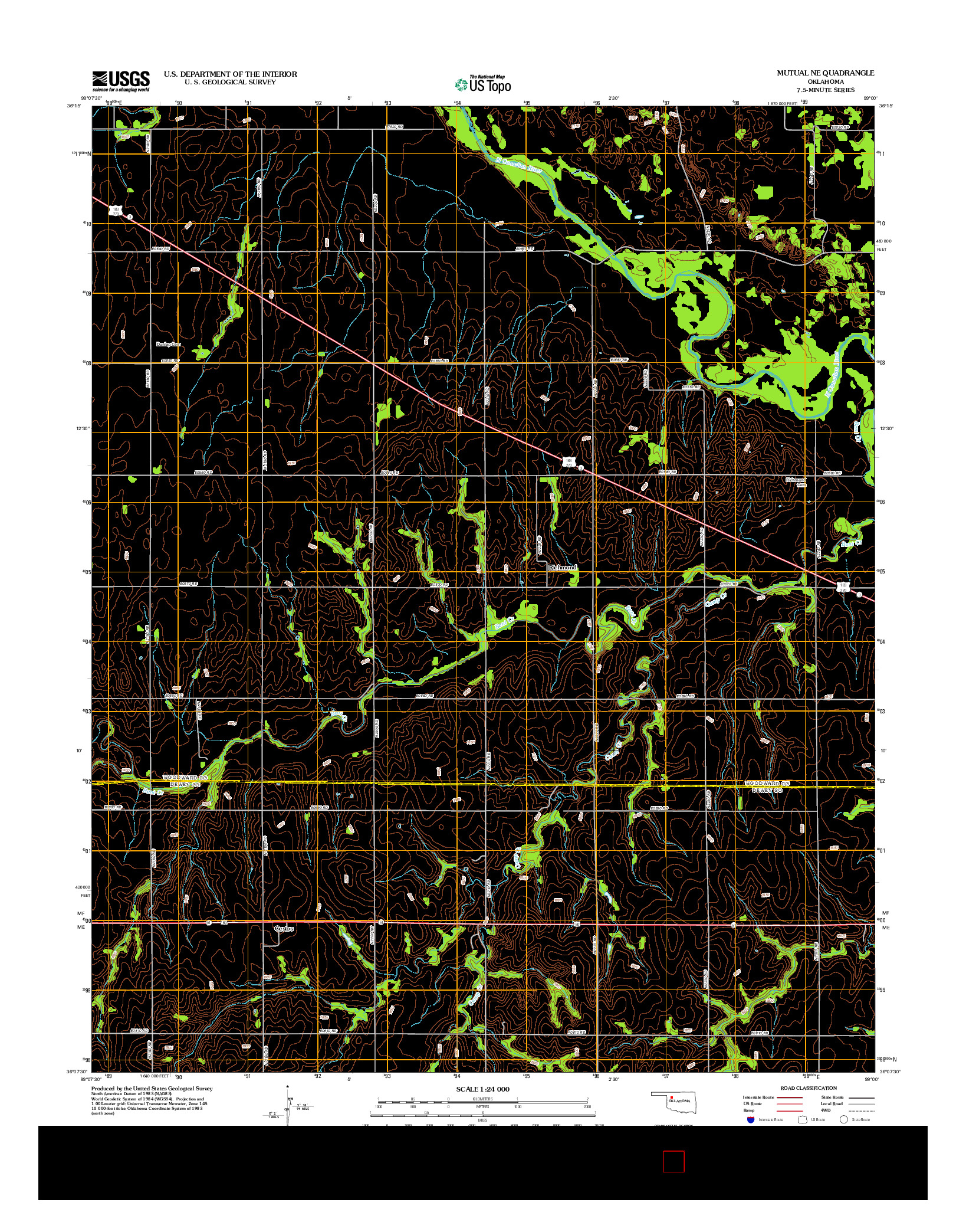 USGS US TOPO 7.5-MINUTE MAP FOR MUTUAL NE, OK 2012