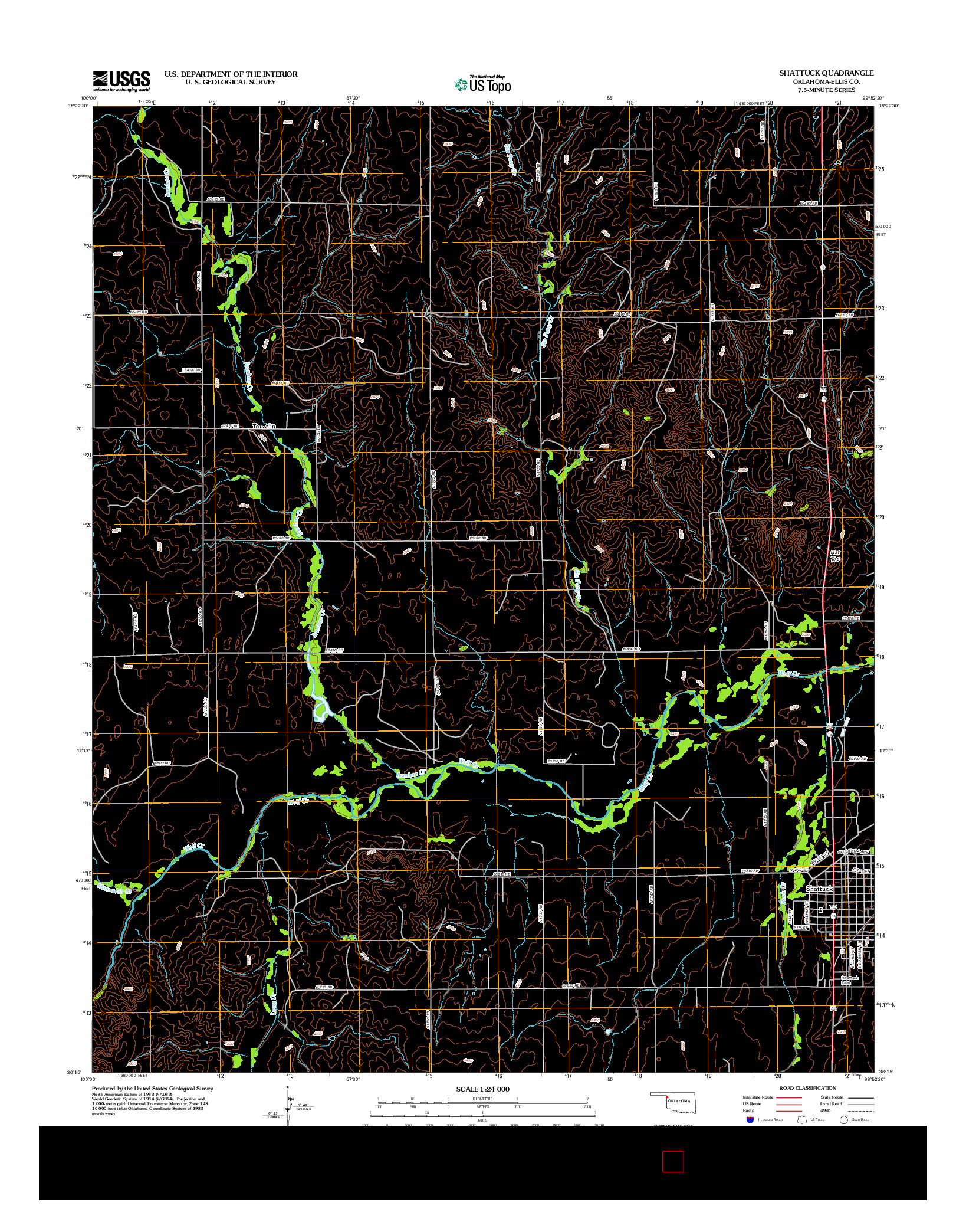 USGS US TOPO 7.5-MINUTE MAP FOR SHATTUCK, OK 2012