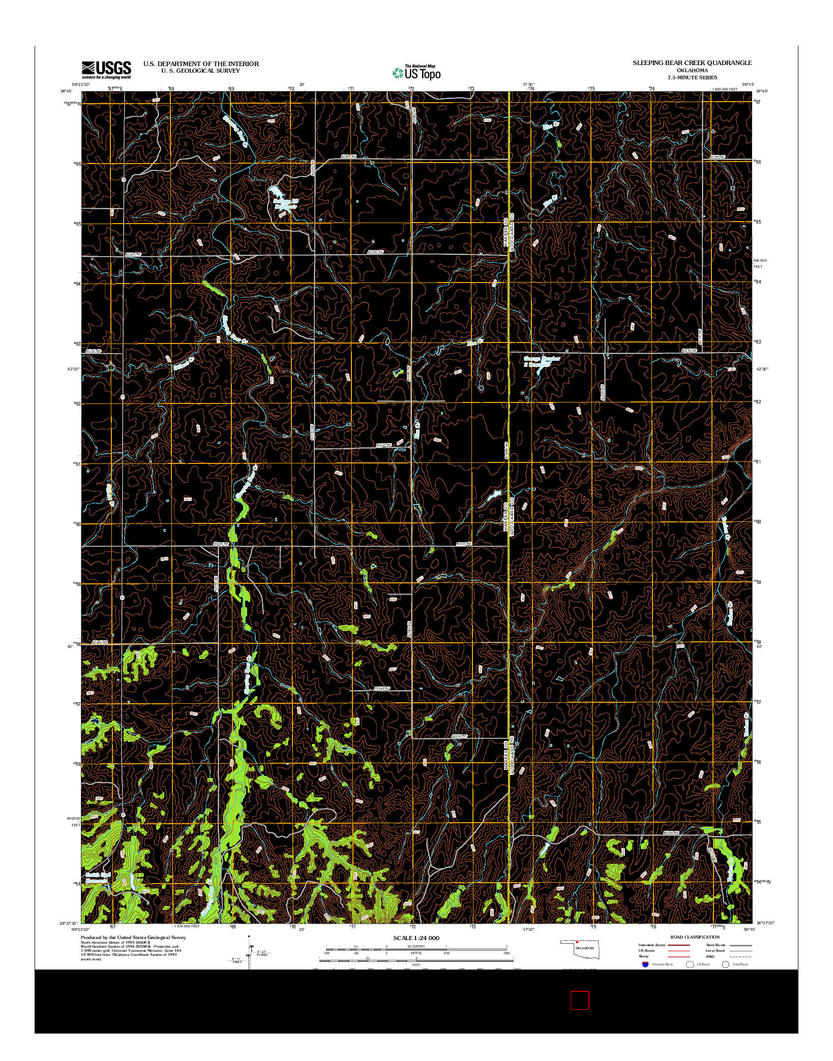 USGS US TOPO 7.5-MINUTE MAP FOR SLEEPING BEAR CREEK, OK 2012