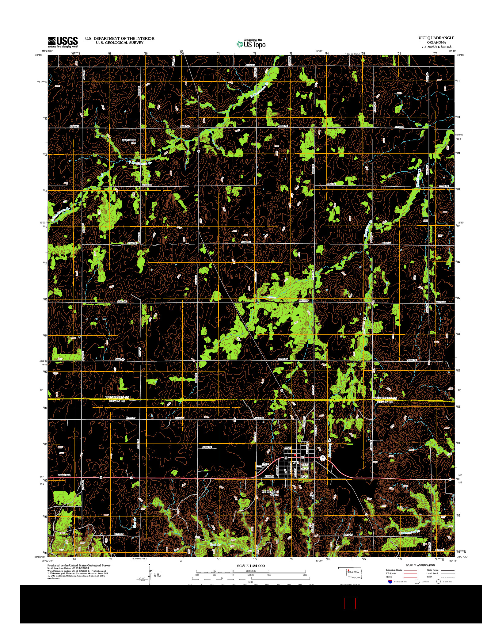 USGS US TOPO 7.5-MINUTE MAP FOR VICI, OK 2012
