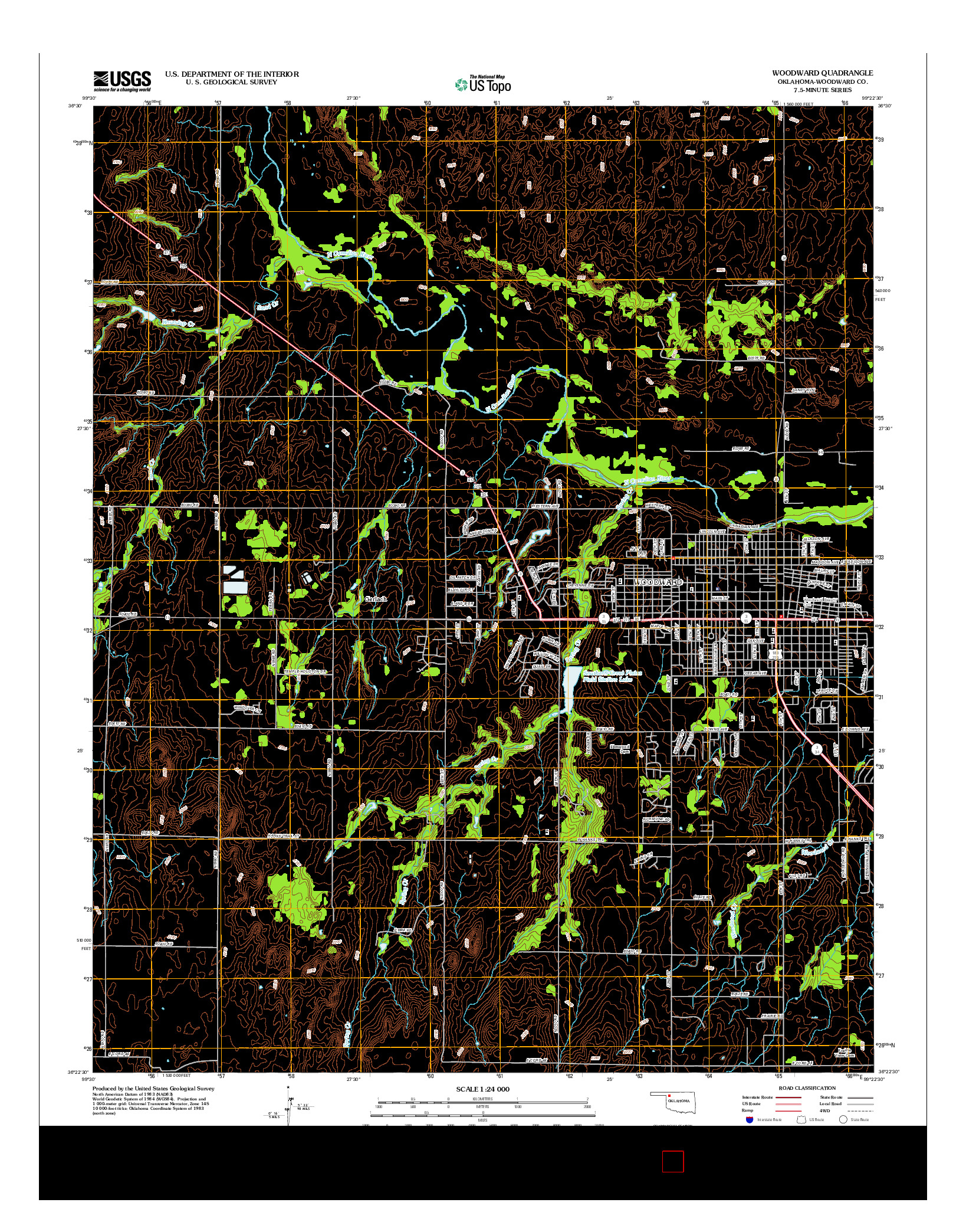USGS US TOPO 7.5-MINUTE MAP FOR WOODWARD, OK 2012