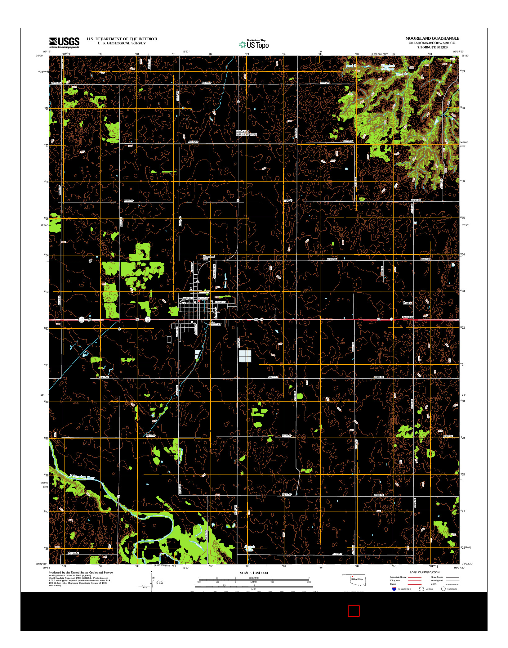 USGS US TOPO 7.5-MINUTE MAP FOR MOORELAND, OK 2012