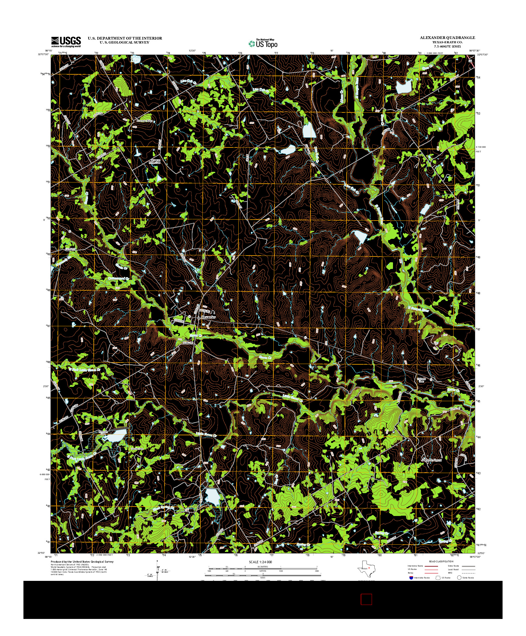 USGS US TOPO 7.5-MINUTE MAP FOR ALEXANDER, TX 2012