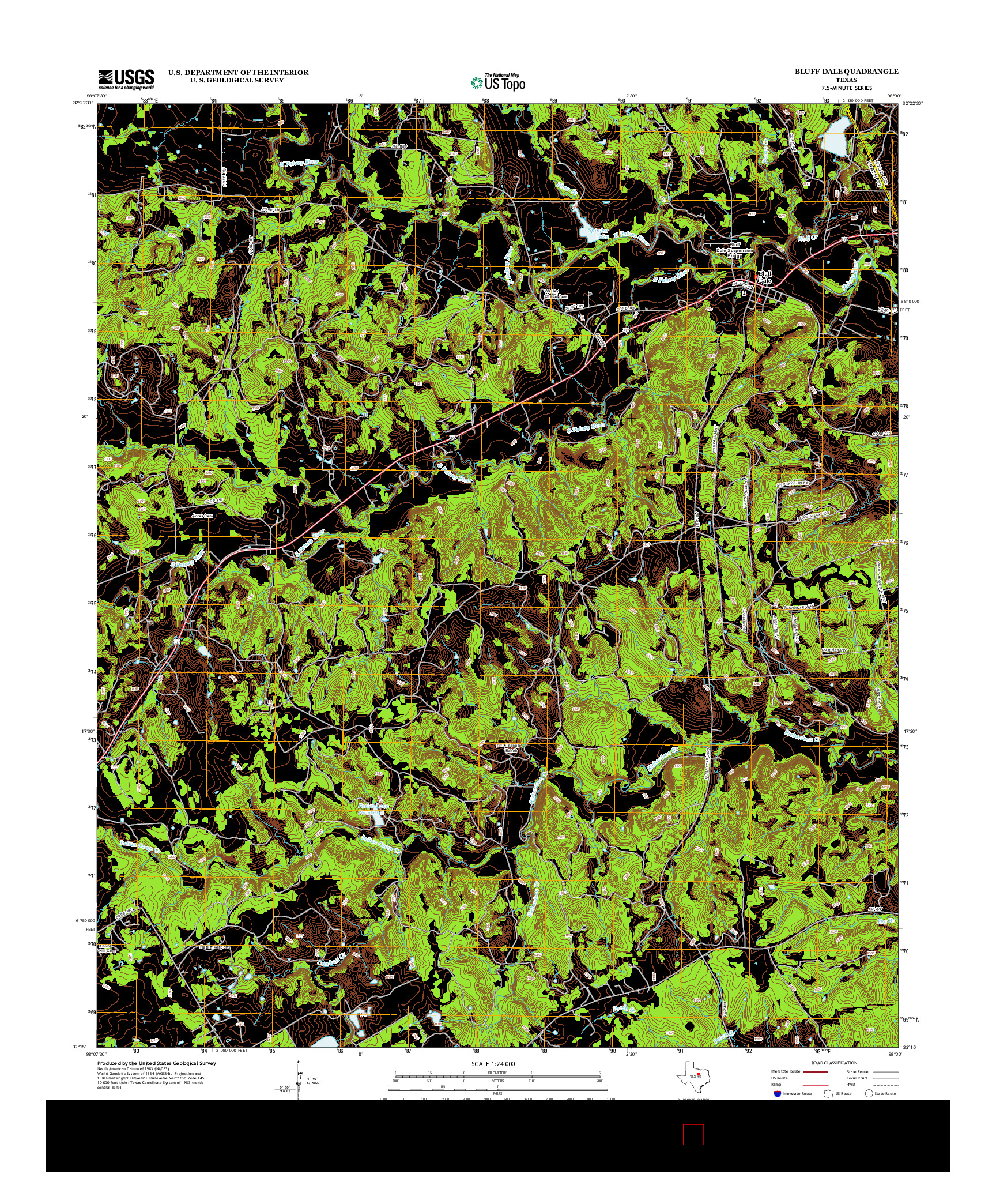 USGS US TOPO 7.5-MINUTE MAP FOR BLUFF DALE, TX 2012