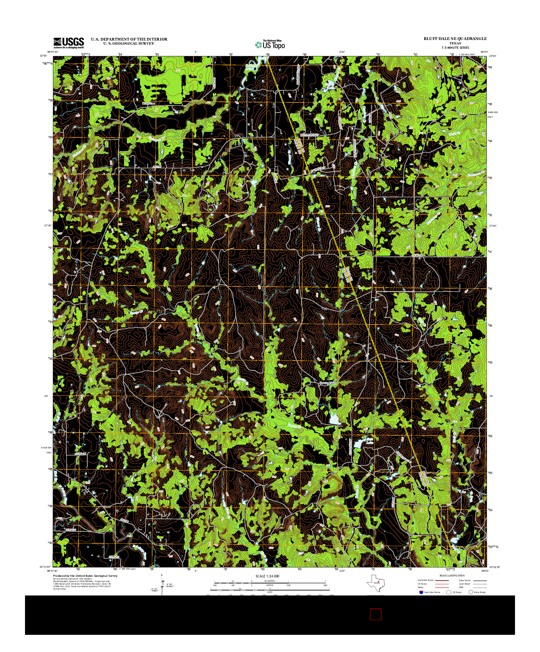 USGS US TOPO 7.5-MINUTE MAP FOR BLUFF DALE NE, TX 2012