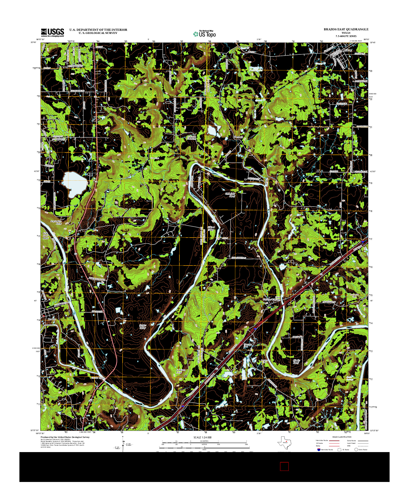 USGS US TOPO 7.5-MINUTE MAP FOR BRAZOS EAST, TX 2012
