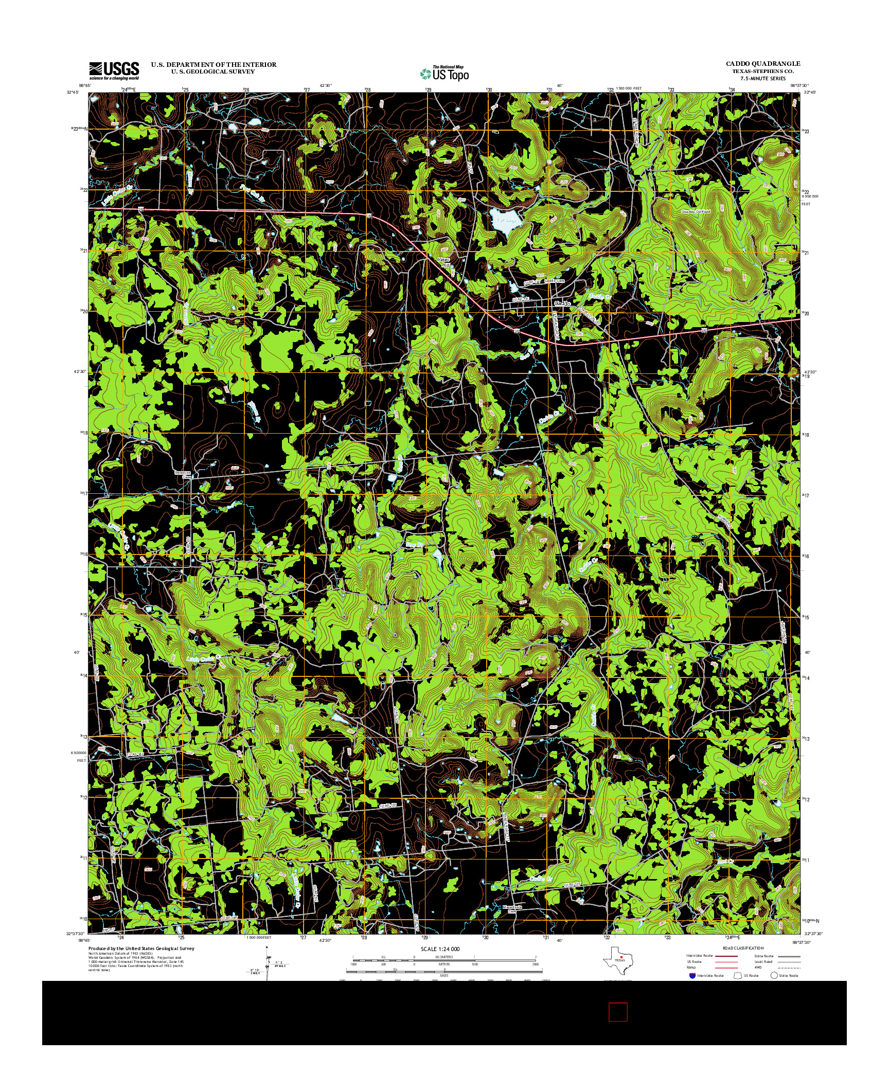 USGS US TOPO 7.5-MINUTE MAP FOR CADDO, TX 2012
