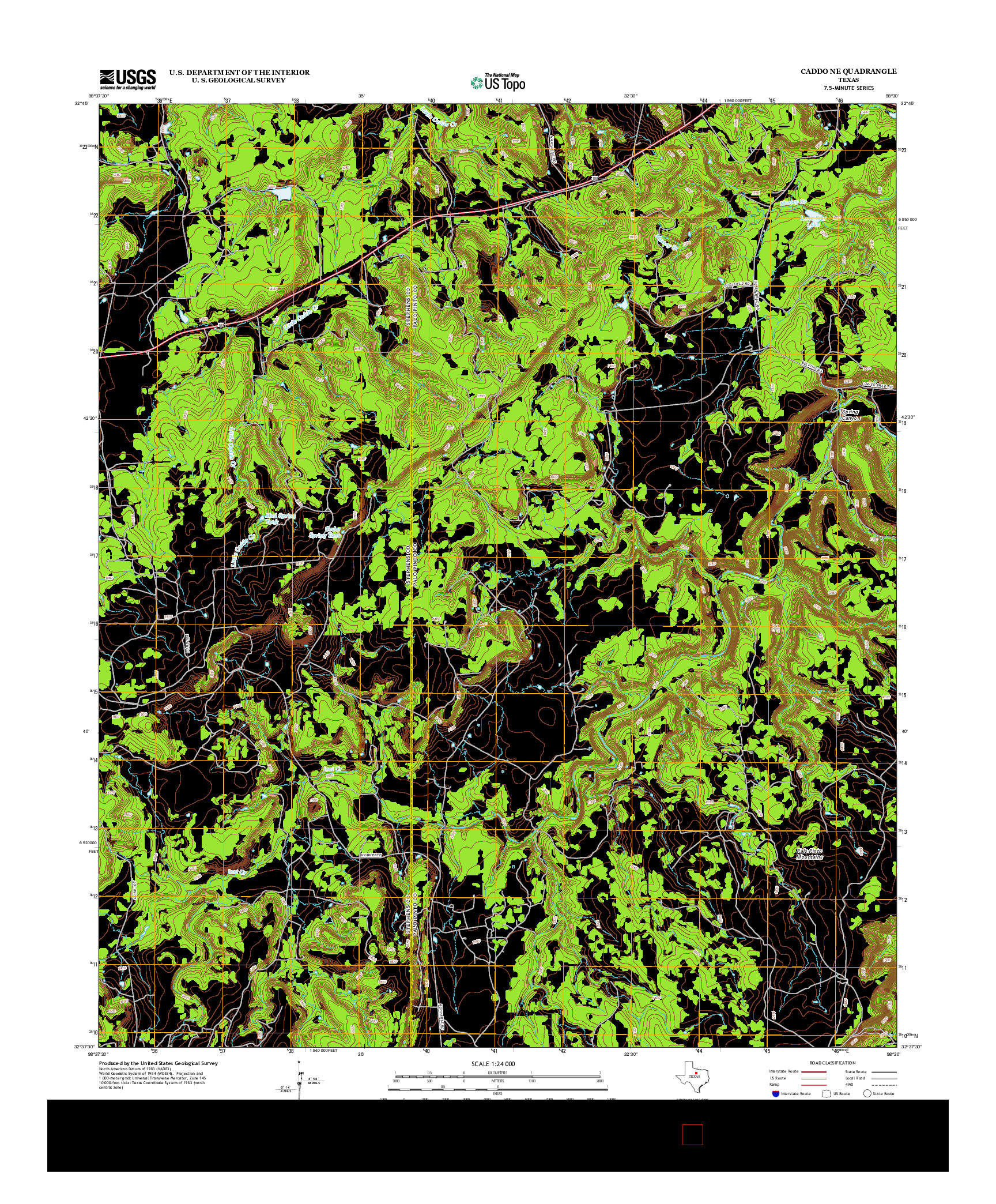 USGS US TOPO 7.5-MINUTE MAP FOR CADDO NE, TX 2012