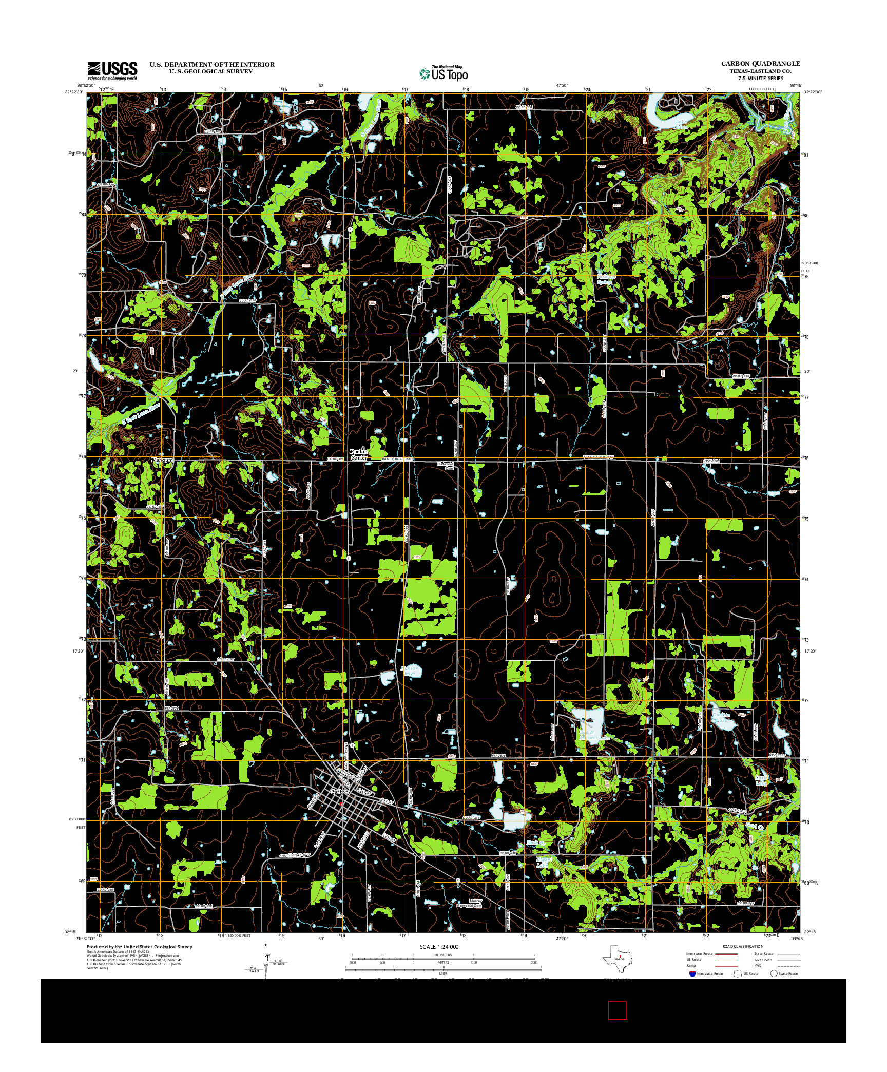 USGS US TOPO 7.5-MINUTE MAP FOR CARBON, TX 2012