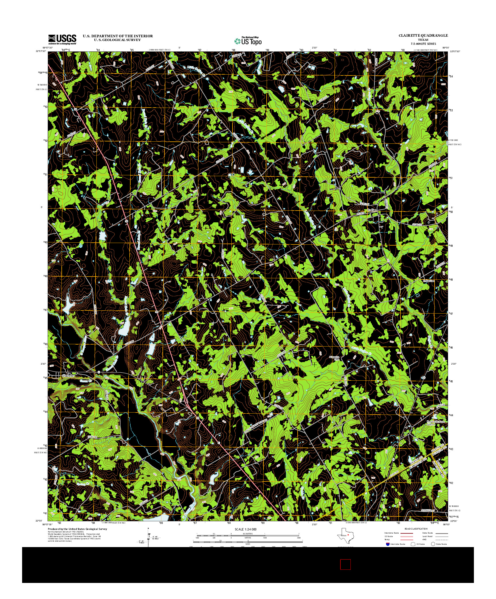 USGS US TOPO 7.5-MINUTE MAP FOR CLAIRETTE, TX 2012