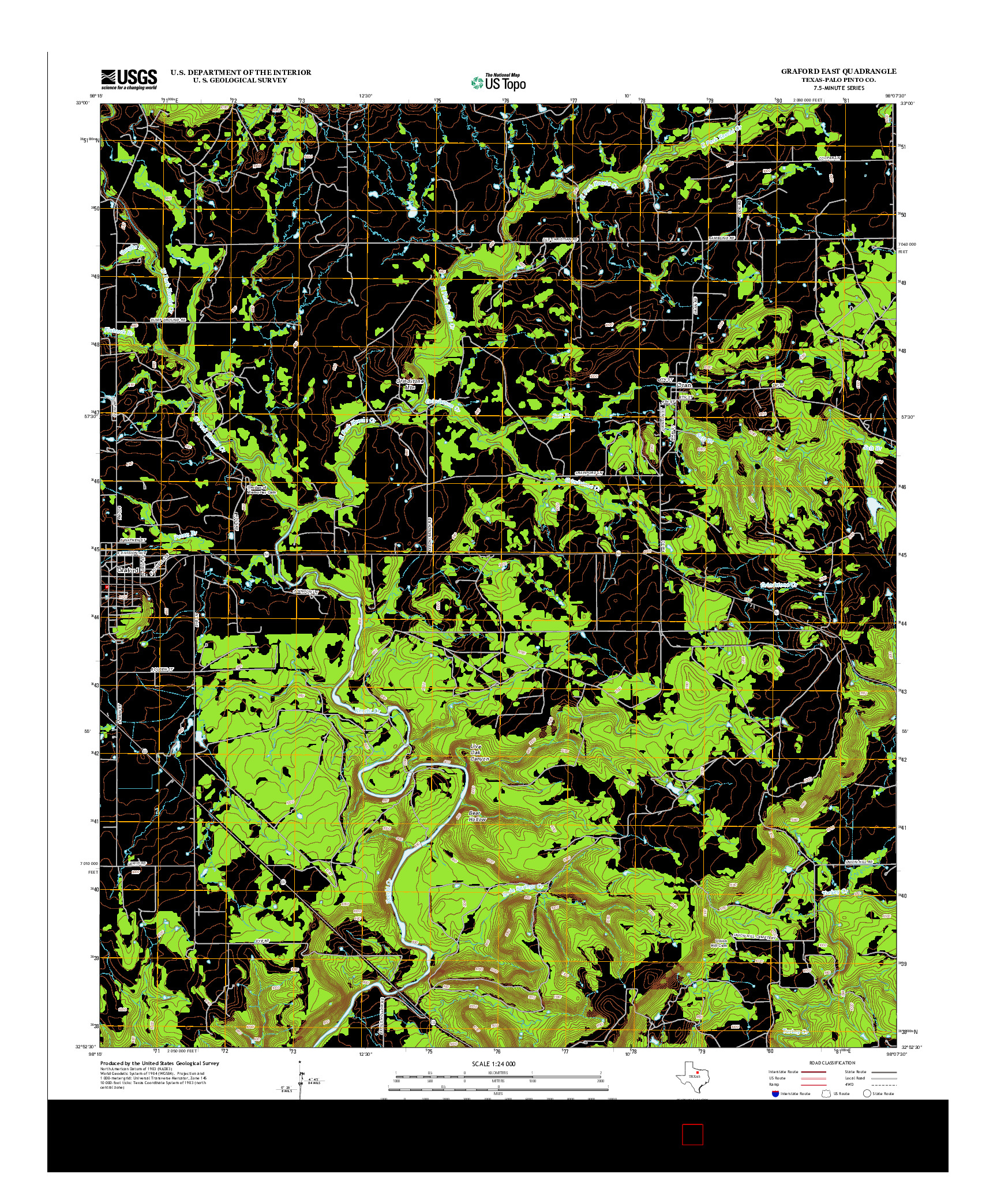 USGS US TOPO 7.5-MINUTE MAP FOR GRAFORD EAST, TX 2012