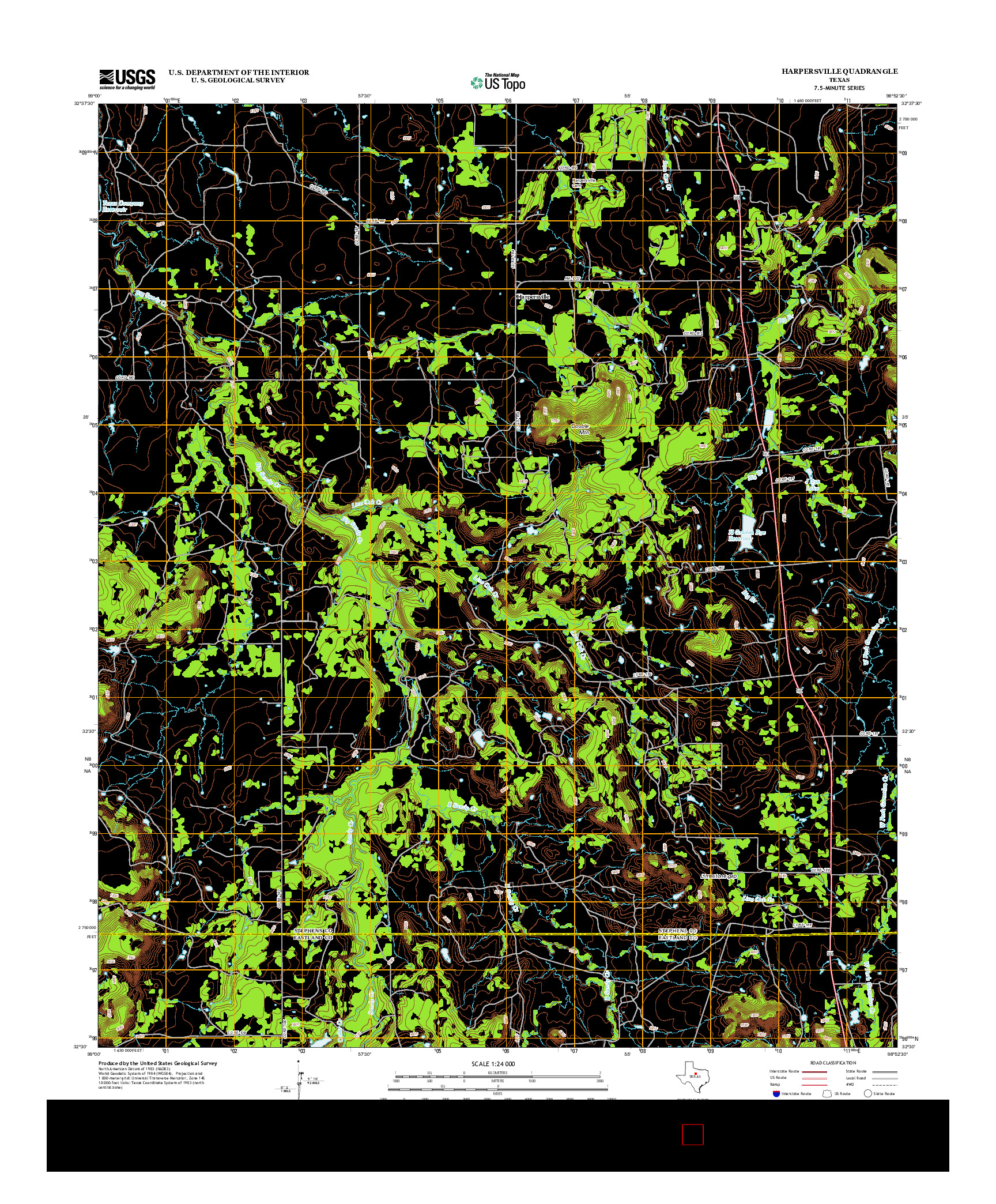USGS US TOPO 7.5-MINUTE MAP FOR HARPERSVILLE, TX 2012
