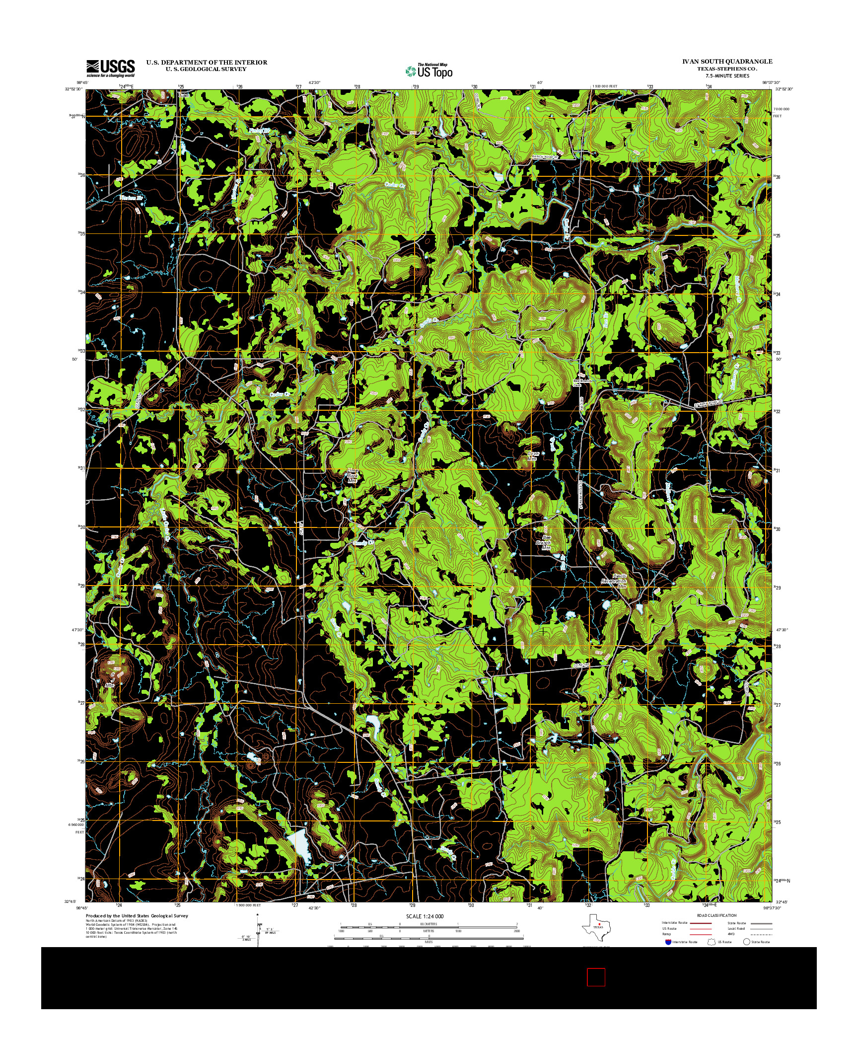 USGS US TOPO 7.5-MINUTE MAP FOR IVAN SOUTH, TX 2012