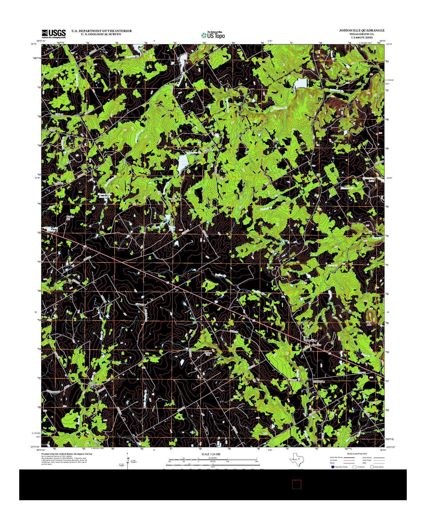 USGS US TOPO 7.5-MINUTE MAP FOR JOHNSVILLE, TX 2012