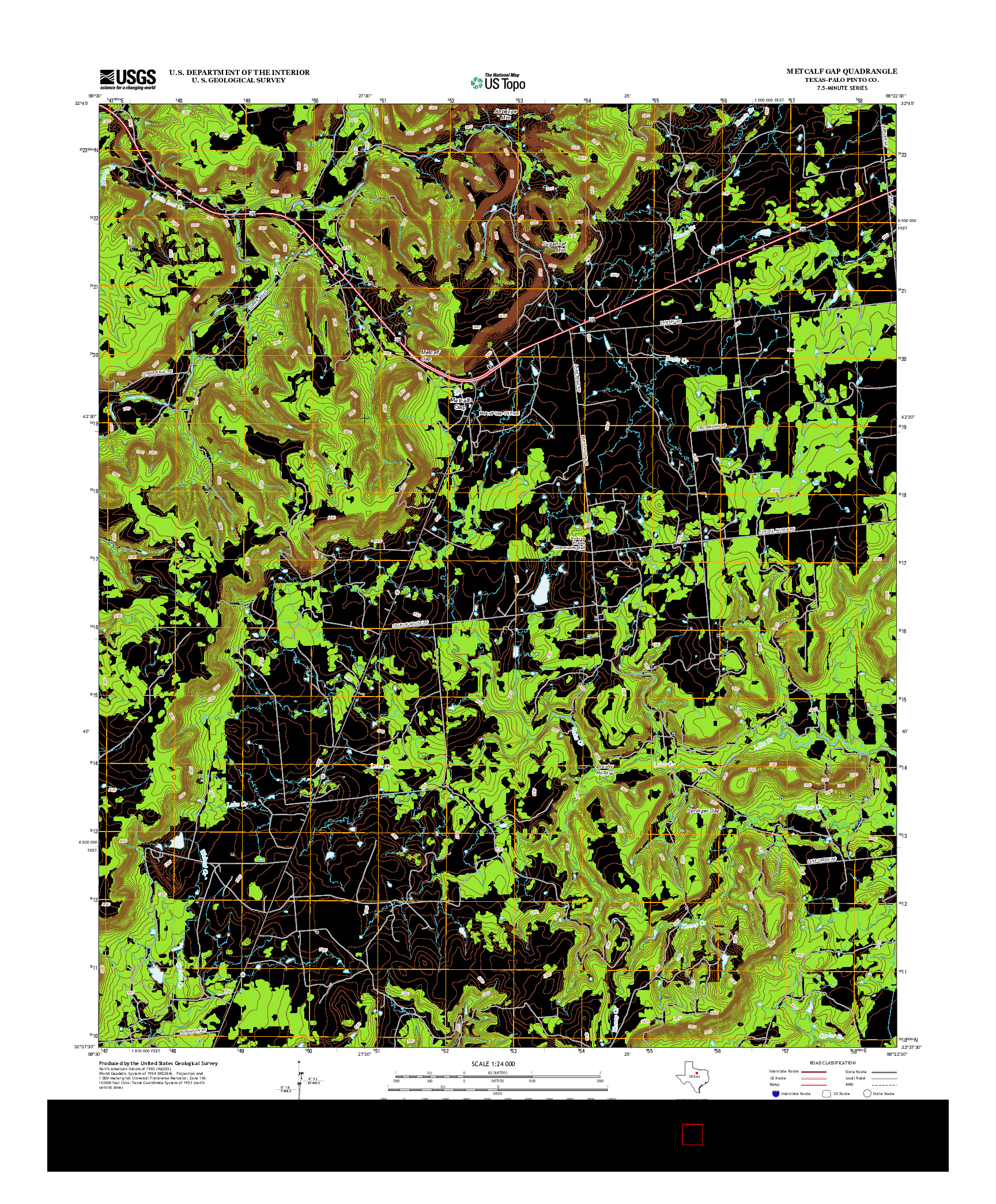 USGS US TOPO 7.5-MINUTE MAP FOR METCALF GAP, TX 2012
