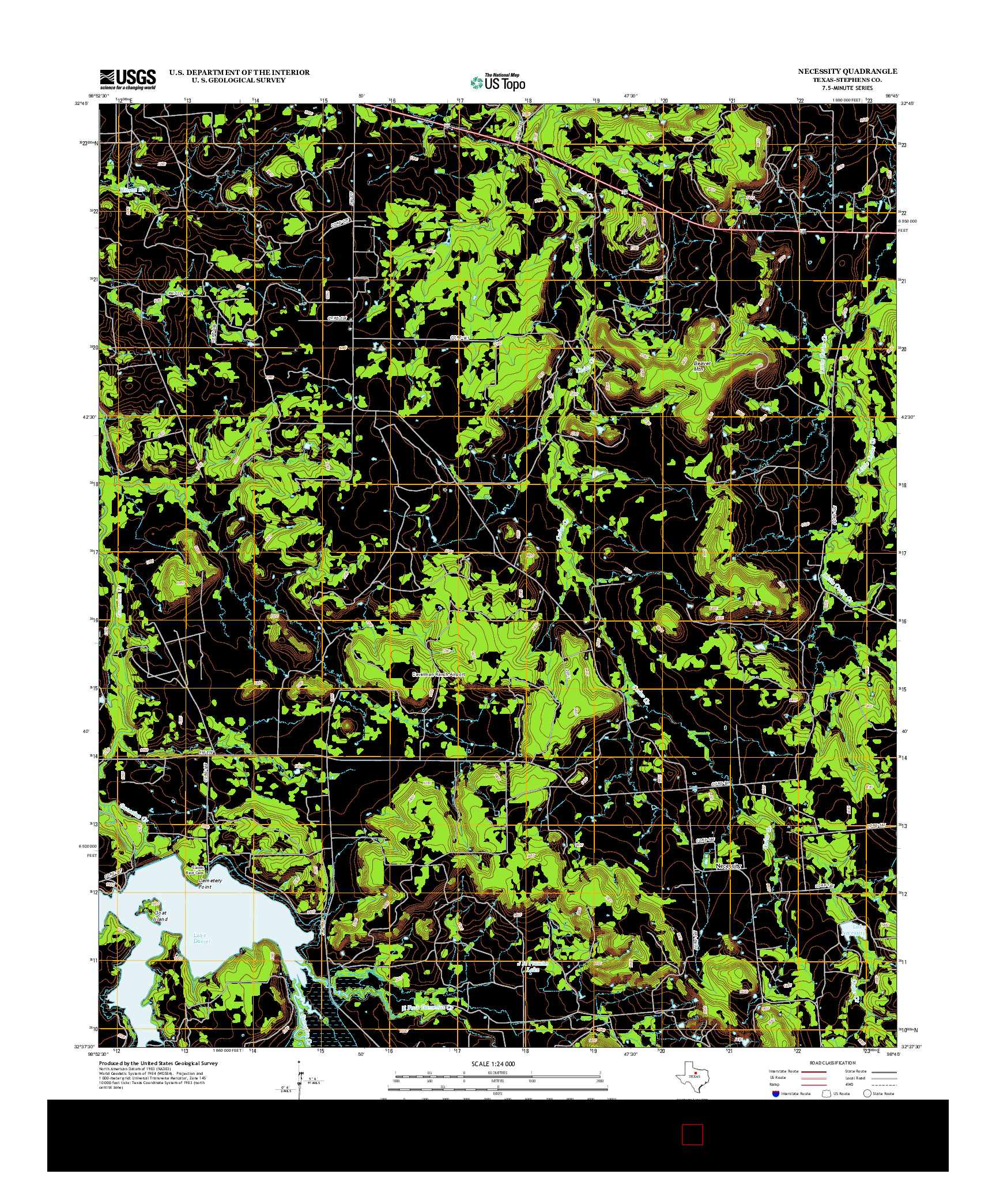USGS US TOPO 7.5-MINUTE MAP FOR NECESSITY, TX 2012