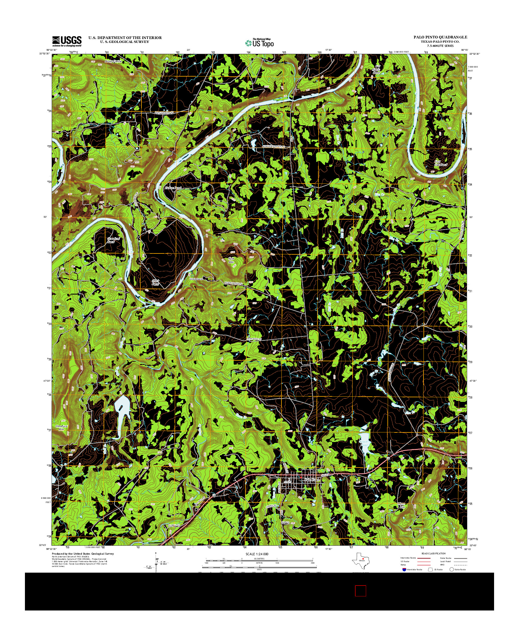 USGS US TOPO 7.5-MINUTE MAP FOR PALO PINTO, TX 2012
