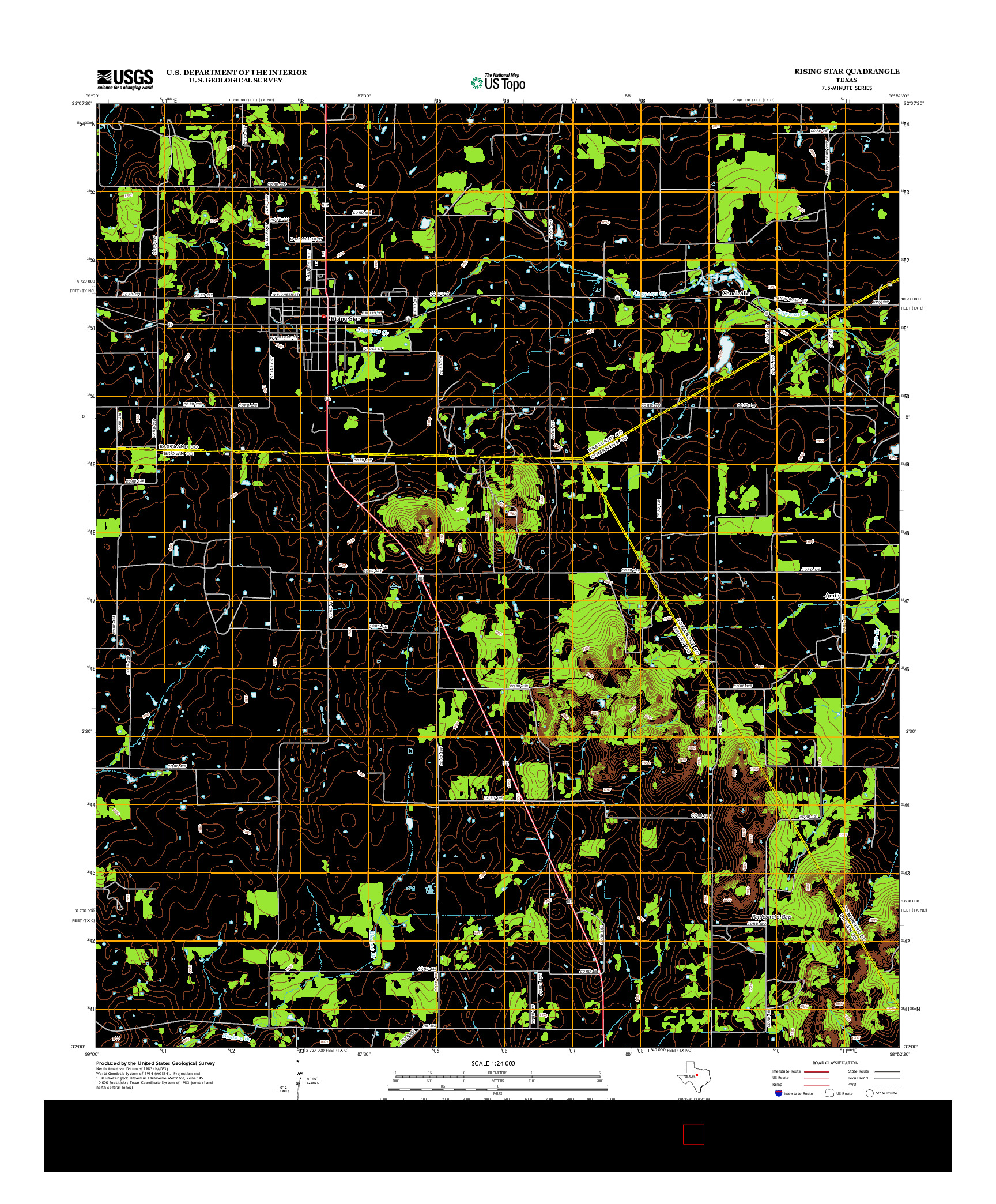 USGS US TOPO 7.5-MINUTE MAP FOR RISING STAR, TX 2012