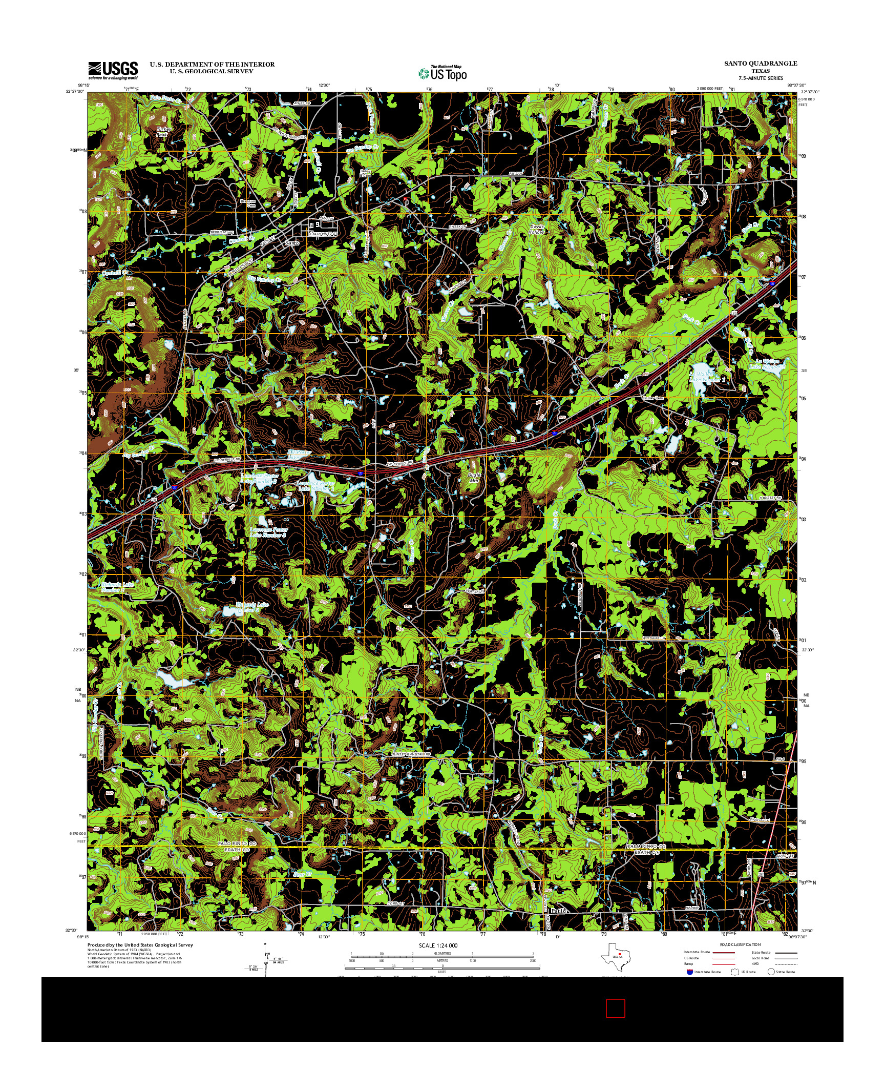 USGS US TOPO 7.5-MINUTE MAP FOR SANTO, TX 2012