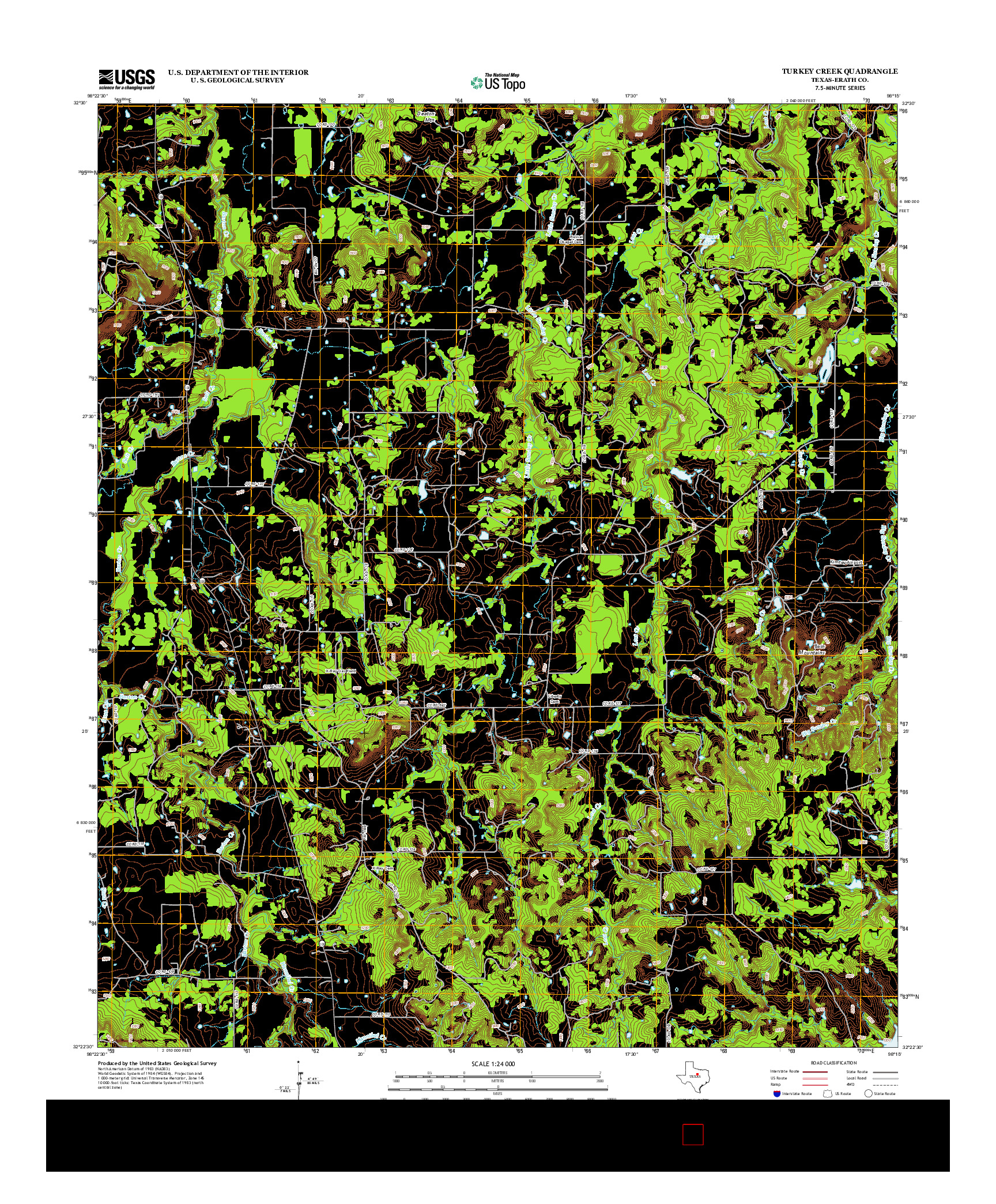 USGS US TOPO 7.5-MINUTE MAP FOR TURKEY CREEK, TX 2012