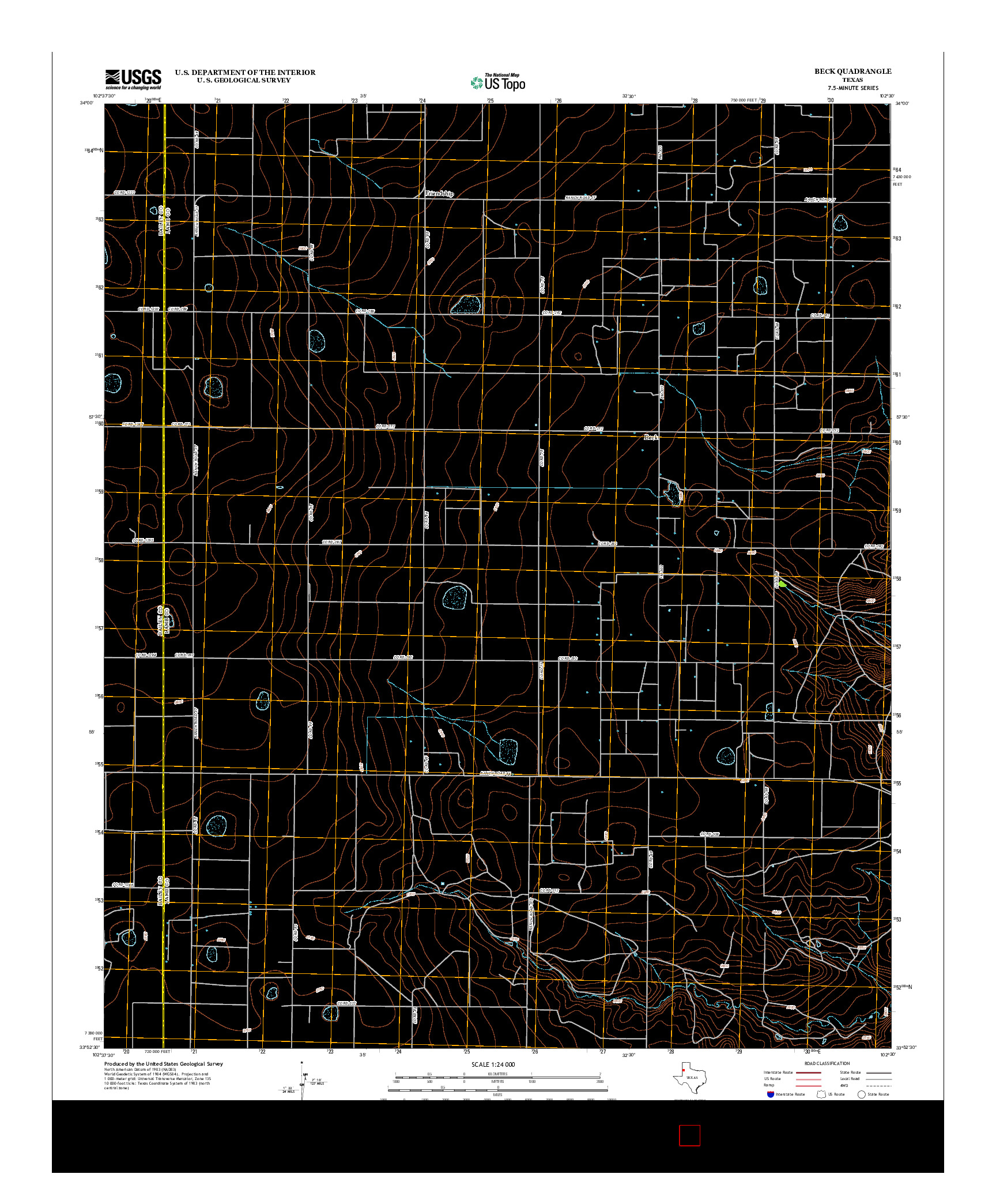 USGS US TOPO 7.5-MINUTE MAP FOR BECK, TX 2012
