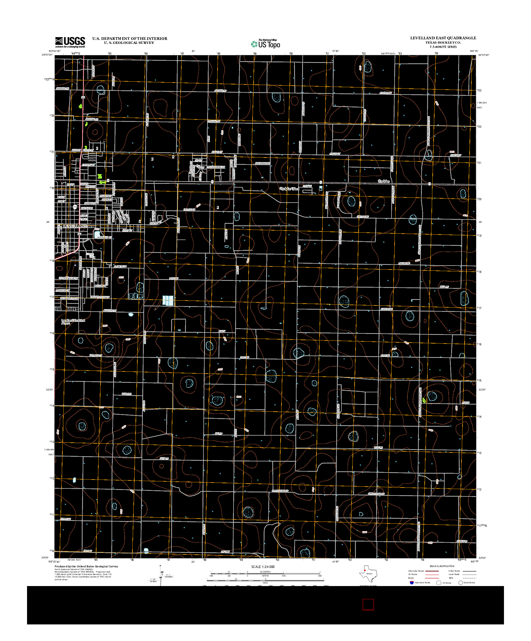 USGS US TOPO 7.5-MINUTE MAP FOR LEVELLAND EAST, TX 2012