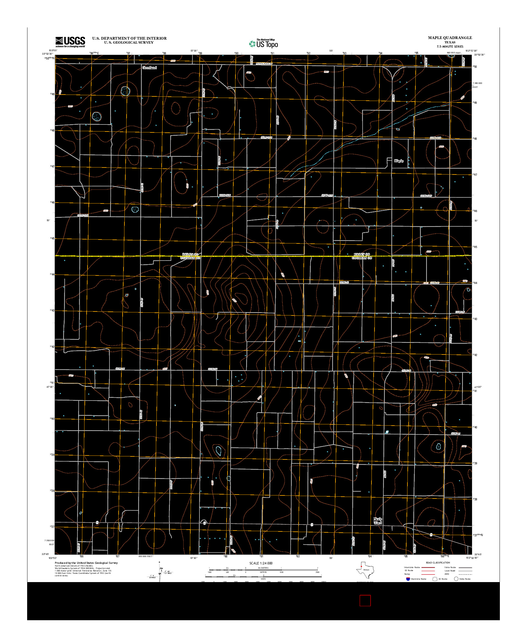 USGS US TOPO 7.5-MINUTE MAP FOR MAPLE, TX 2012