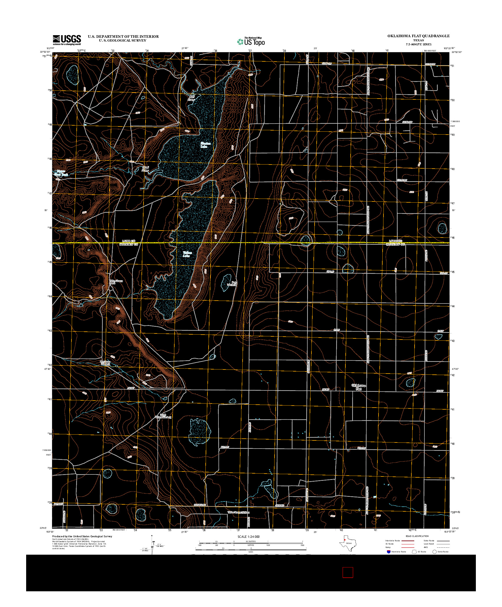 USGS US TOPO 7.5-MINUTE MAP FOR OKLAHOMA FLAT, TX 2012