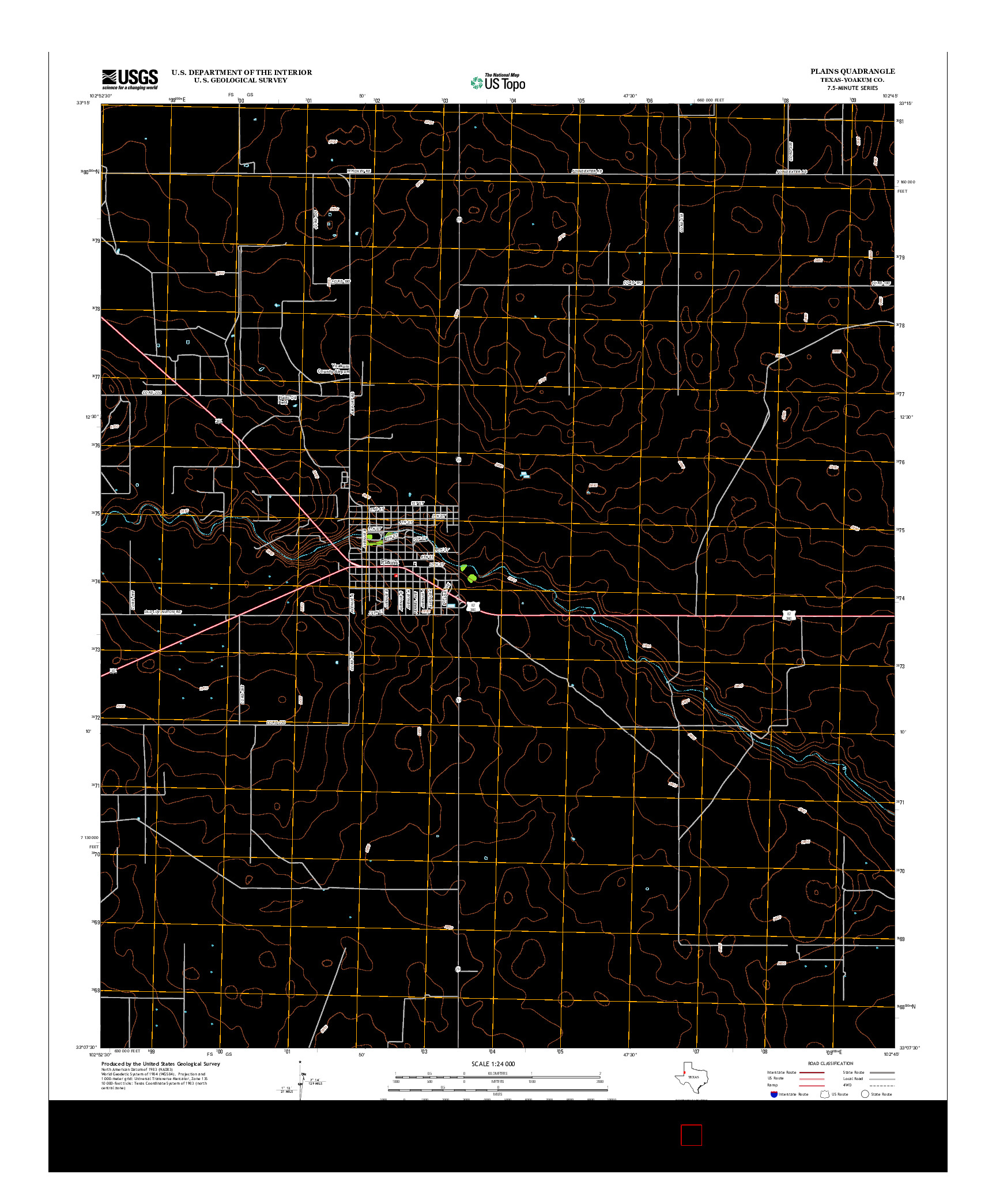 USGS US TOPO 7.5-MINUTE MAP FOR PLAINS, TX 2012