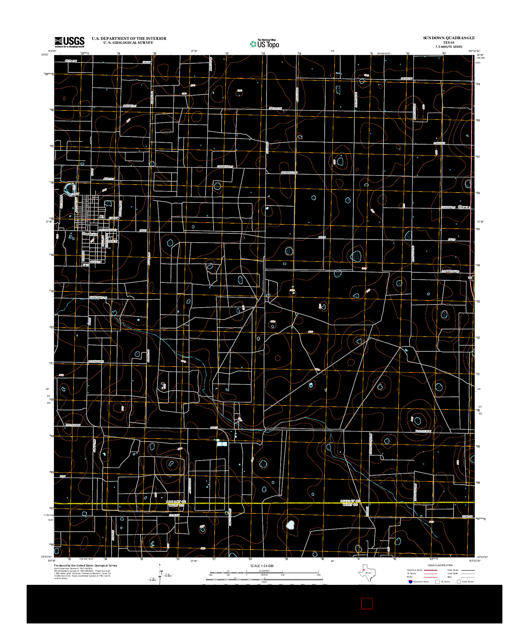 USGS US TOPO 7.5-MINUTE MAP FOR SUNDOWN, TX 2012