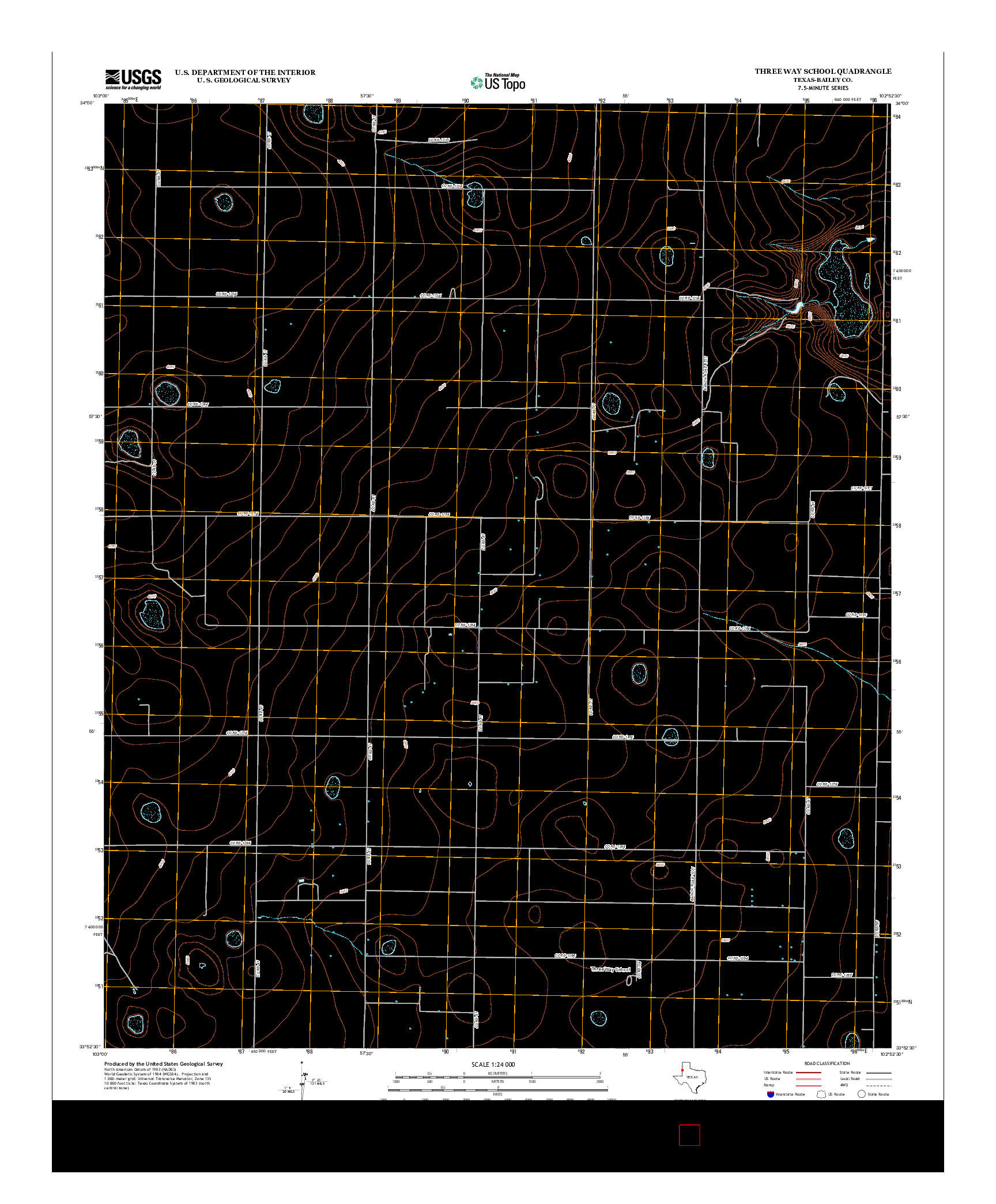 USGS US TOPO 7.5-MINUTE MAP FOR THREE WAY SCHOOL, TX 2012