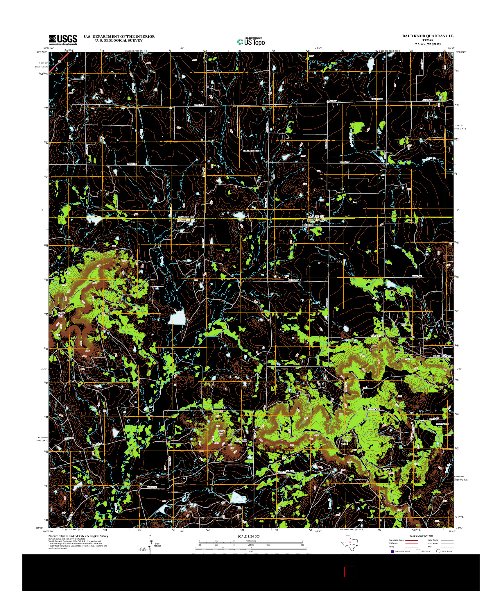 USGS US TOPO 7.5-MINUTE MAP FOR BALD KNOB, TX 2012