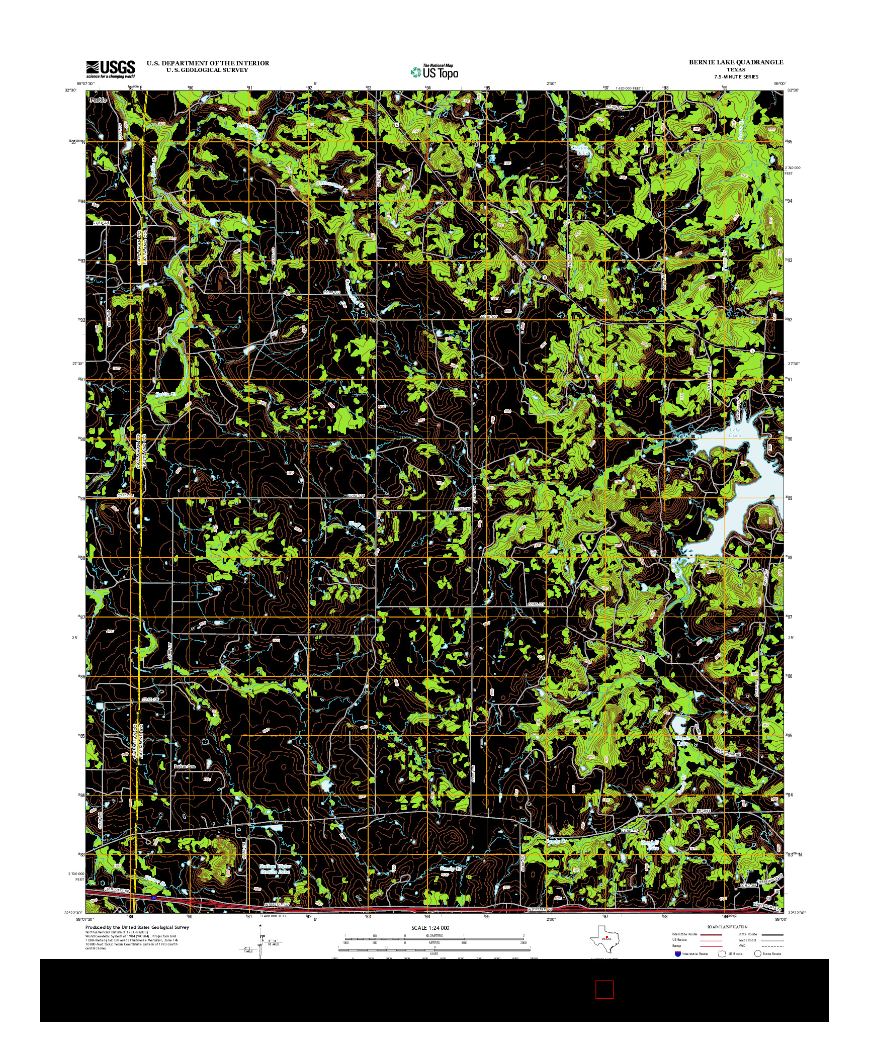 USGS US TOPO 7.5-MINUTE MAP FOR BERNIE LAKE, TX 2012
