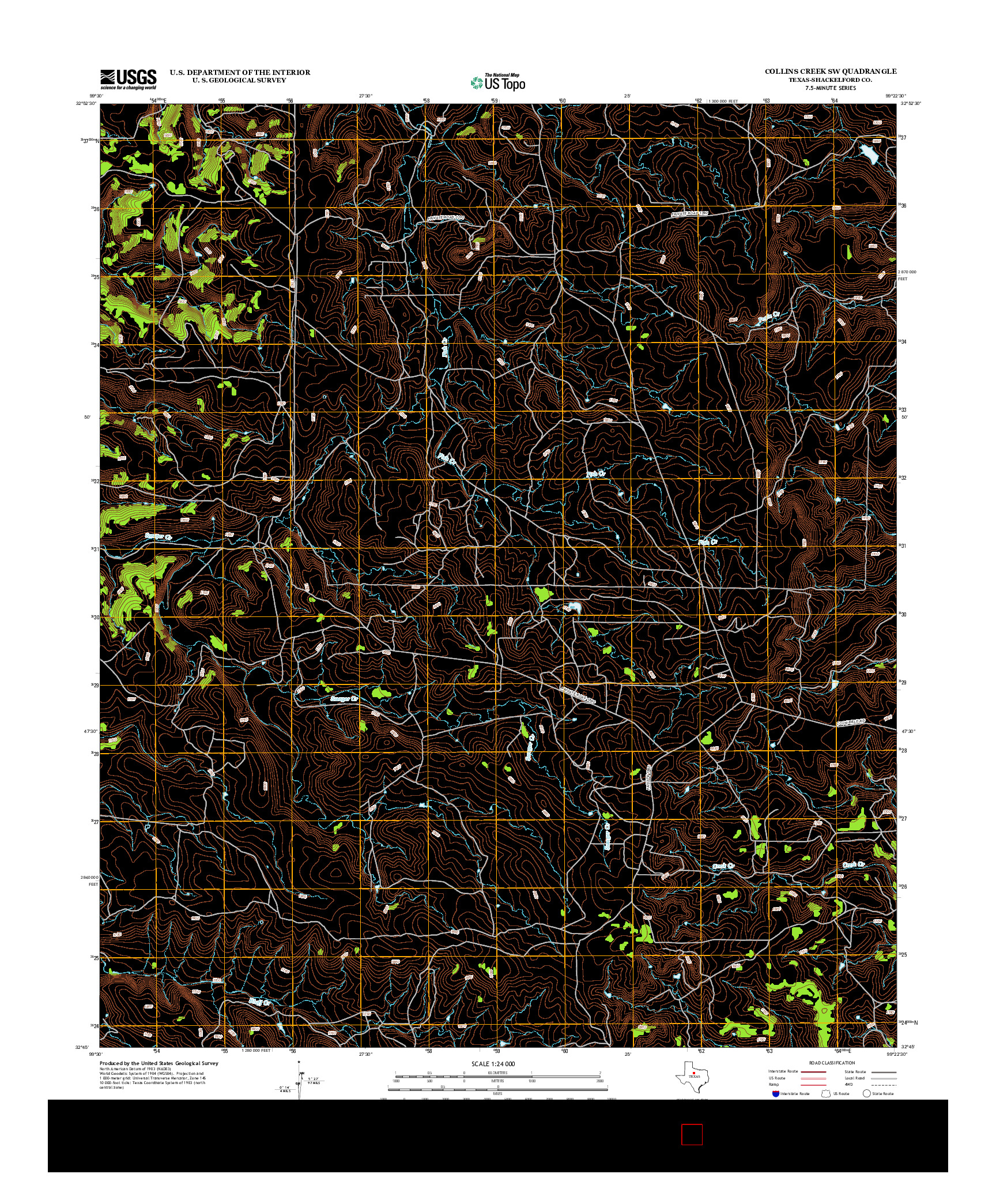 USGS US TOPO 7.5-MINUTE MAP FOR COLLINS CREEK SW, TX 2012