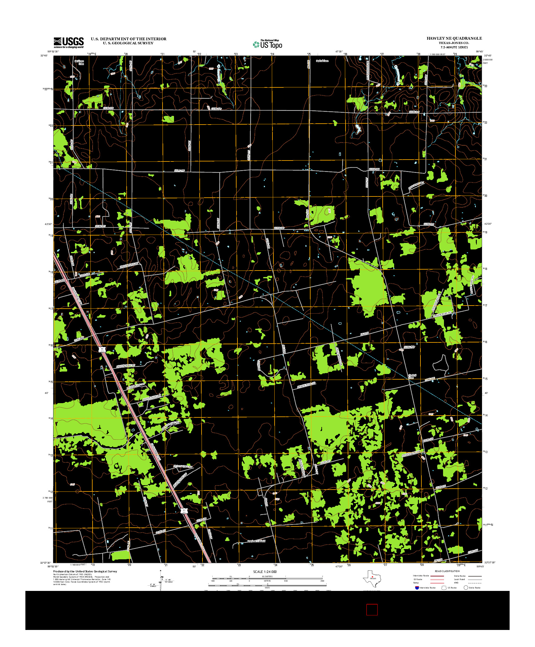 USGS US TOPO 7.5-MINUTE MAP FOR HAWLEY NE, TX 2012