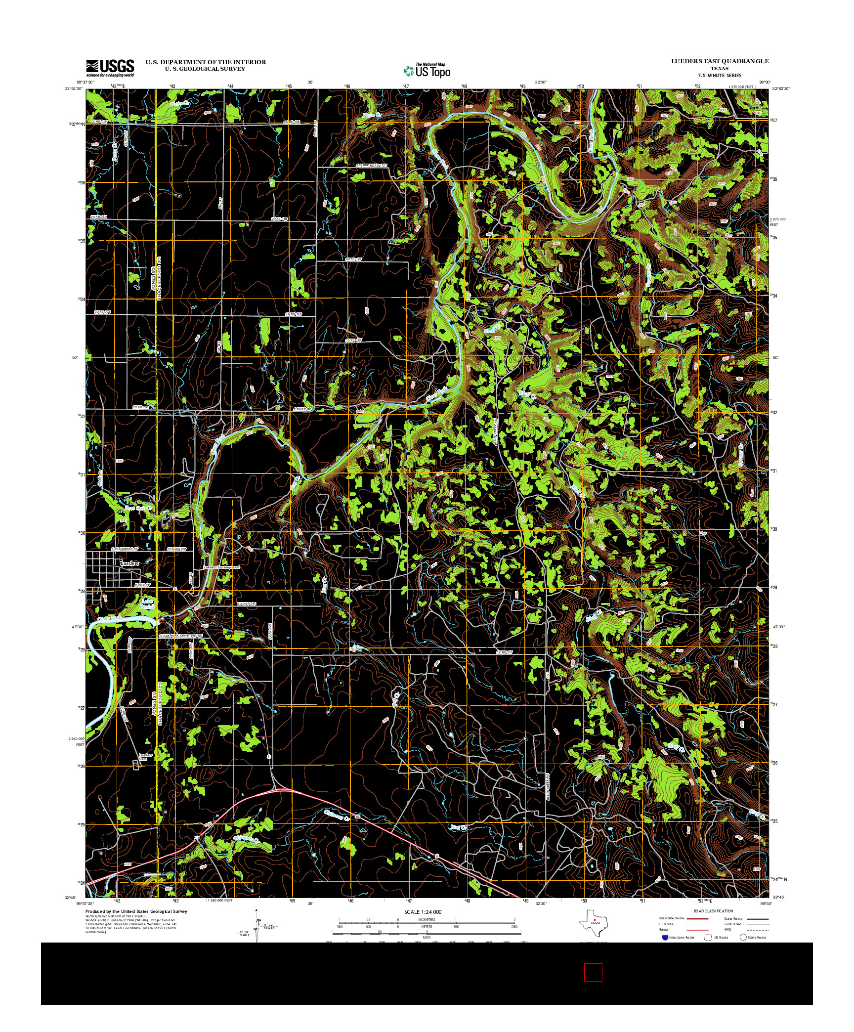 USGS US TOPO 7.5-MINUTE MAP FOR LUEDERS EAST, TX 2012
